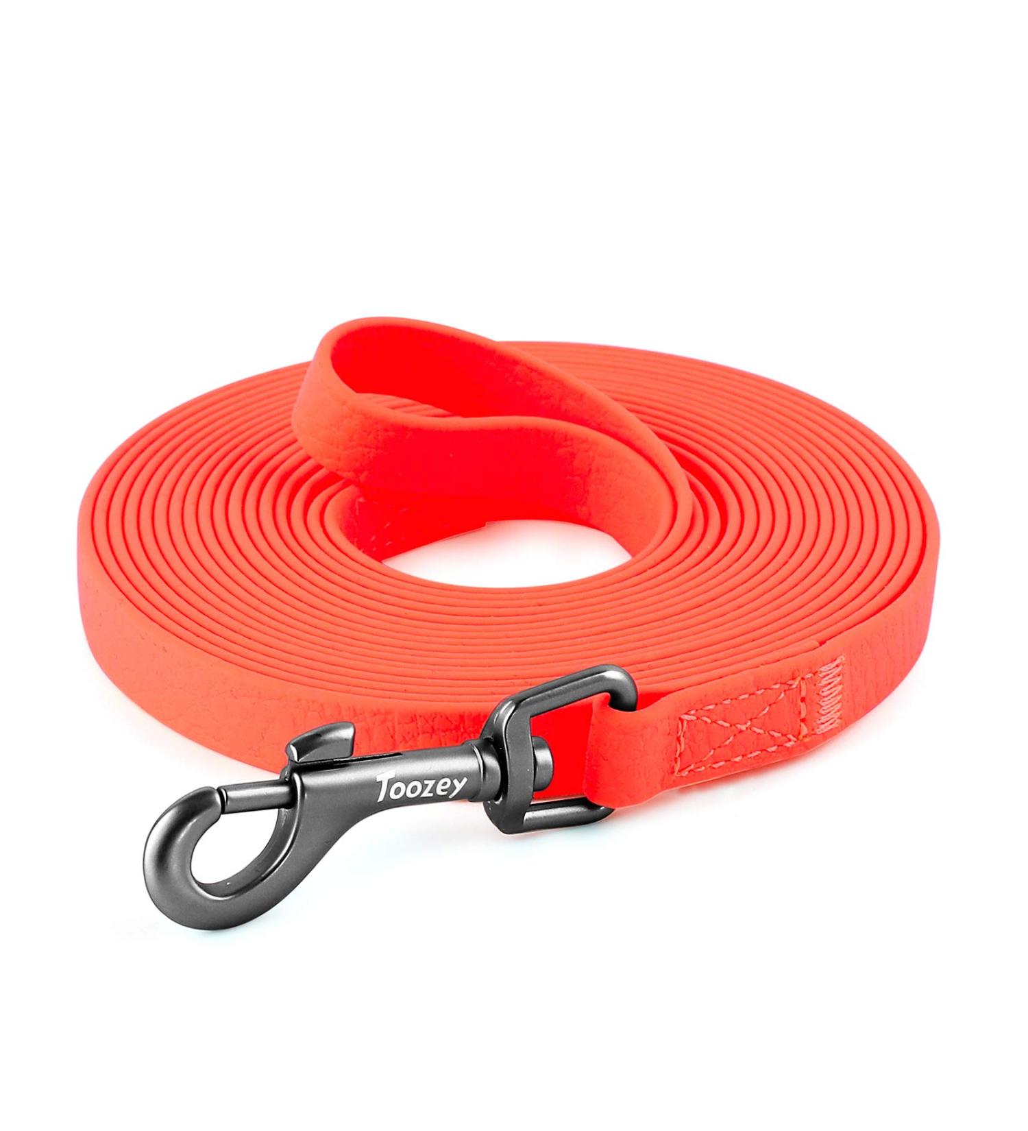 Toozey Waterproof Training Leash for Dogs - 5m/10m/15m/20m Towline with Hand Loop & Mesh Pocket - Robust Neon Orange Leash for All Dog Sizes - Buy Online on GoSupps.com