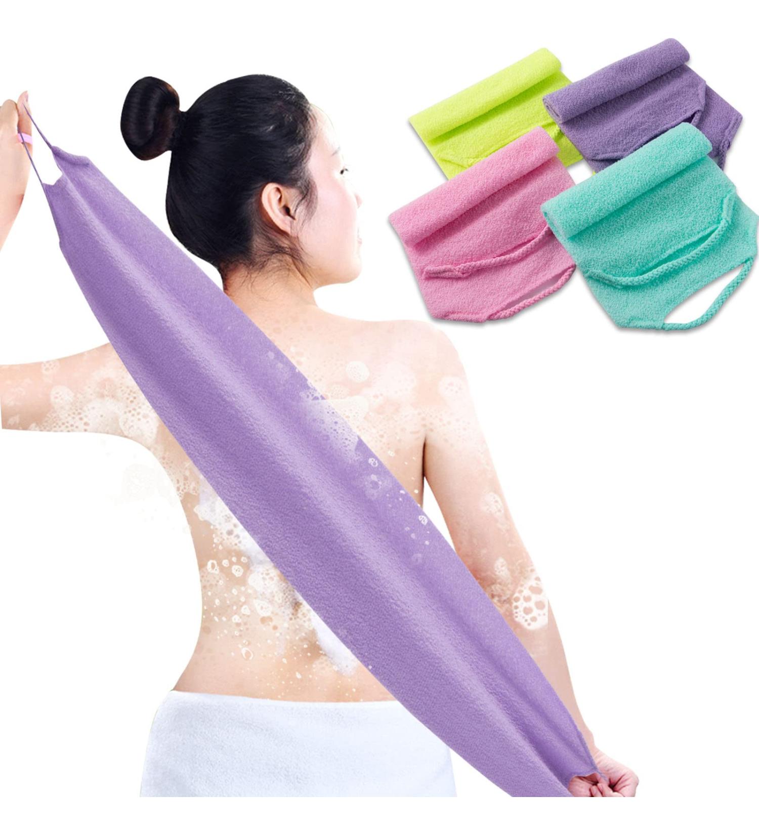 4 Pcs Exfoliating Back Scrubber with Handles - Extended Length Nylon Exfoliator for Effective Body Cleansing and Massages | Shower Scrubber for Women and Men - Buy Online on GoSupps.com