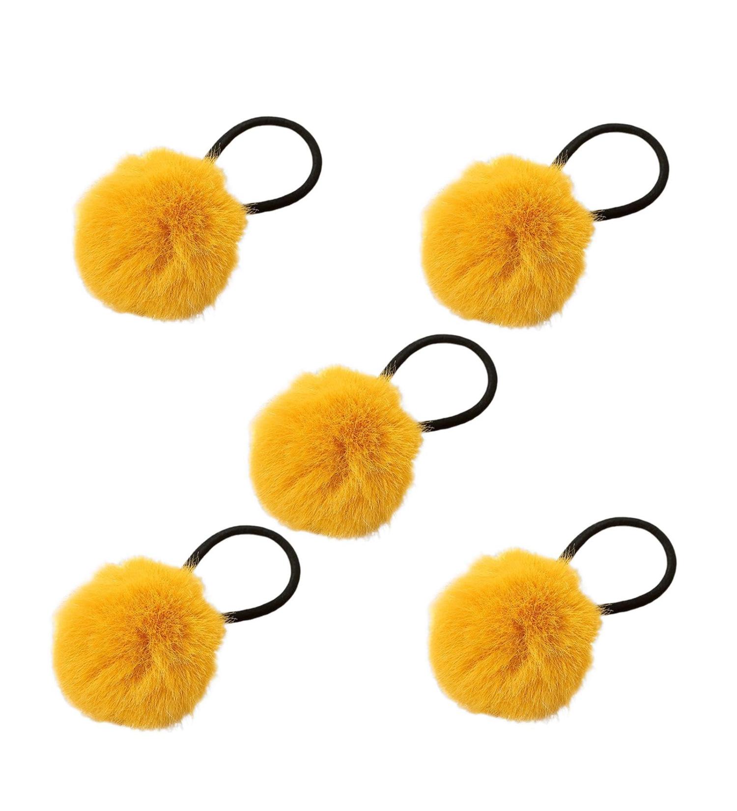 Hairband for Girls - Girls' Colorful Pompom Hair Ring Ties | Chic Pompom Hair Rope for Ponytail Fashionable Girls Hair Accessories for Daughter Sister turmeric - Buy Online on GoSupps.com