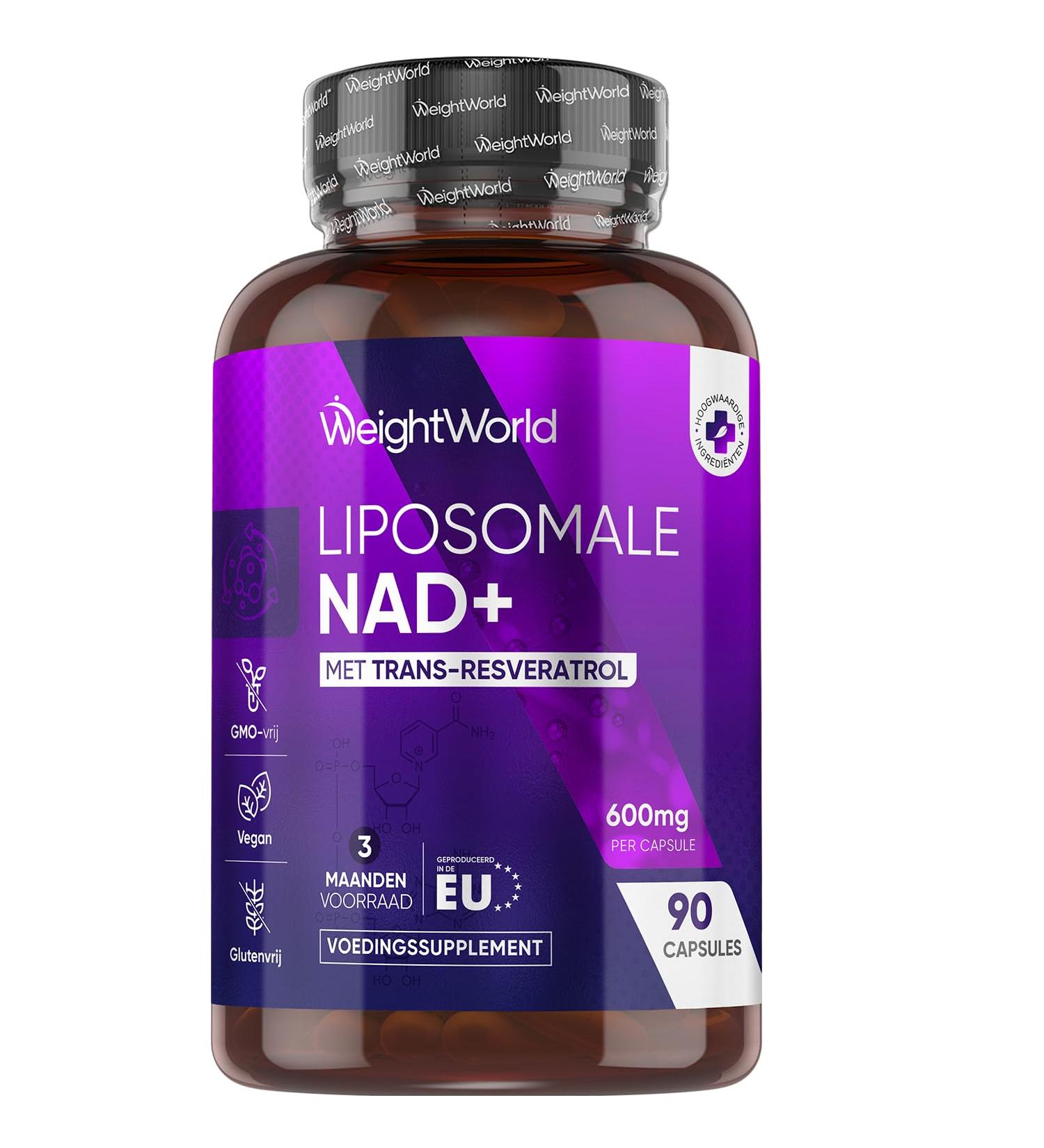 Liposomal NAD+ Capsules with TransResveratrol 600 mg 90 vegan capsules for 3 months supply Manufactured in the European Union From WeightWorld - Buy Online on GoSupps.com