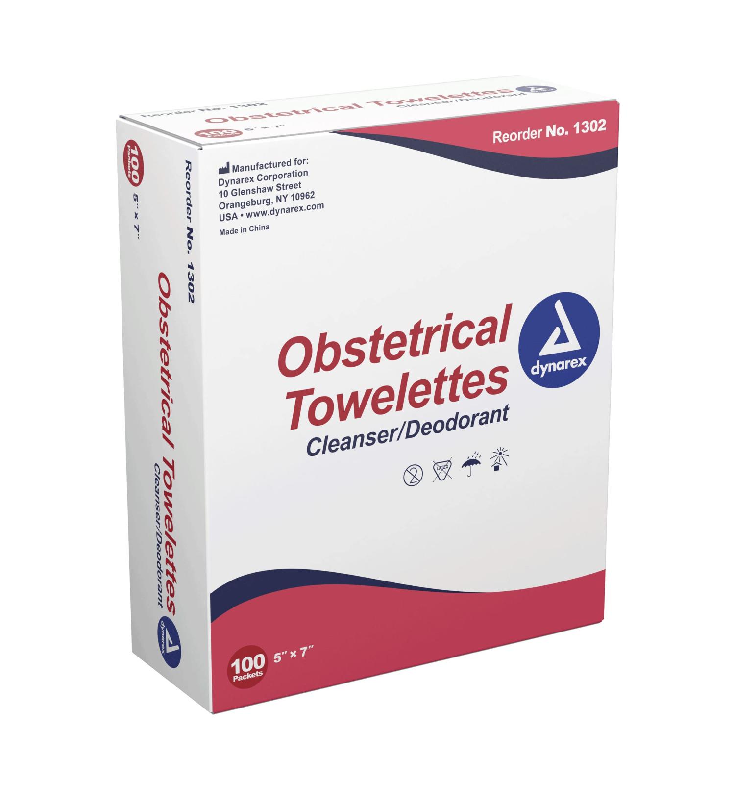 Dynarex Obstetrical Towelettes 5x7 Inch - 100 Count | Antiseptic Wipes for Personal Hygiene - Buy Online on GoSupps.com