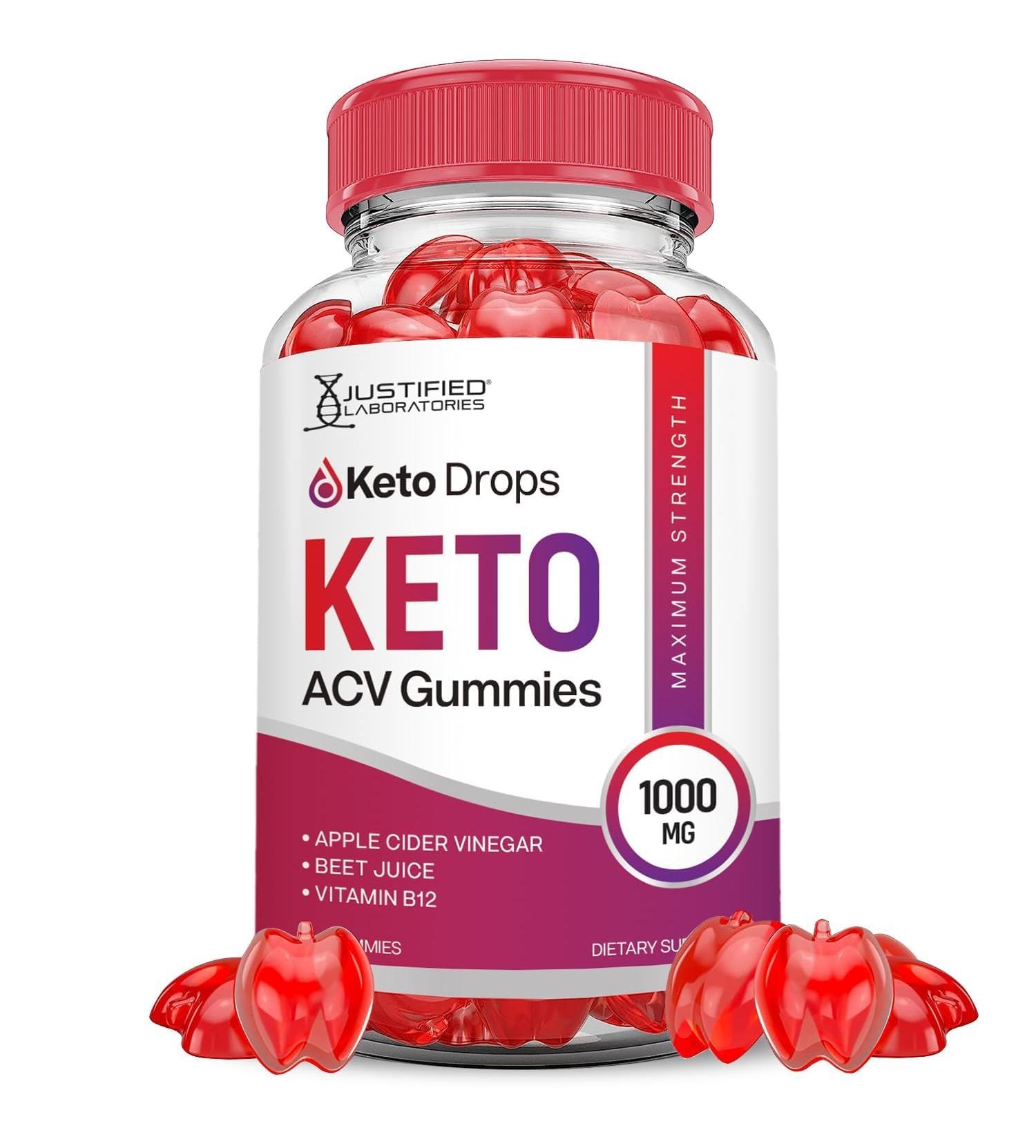 Justified Laboratories Keto Drops Keto ACV Gummies Advanced Formula 1000MG Keto Drops Keto Gummies Apple Cider Vinegar Formulated with Pomegranate Beet Juice Powder B12 Vegan Non GMO 60 Gummys 60 Count (Pack of 1) - Buy Online on GoSupps.com