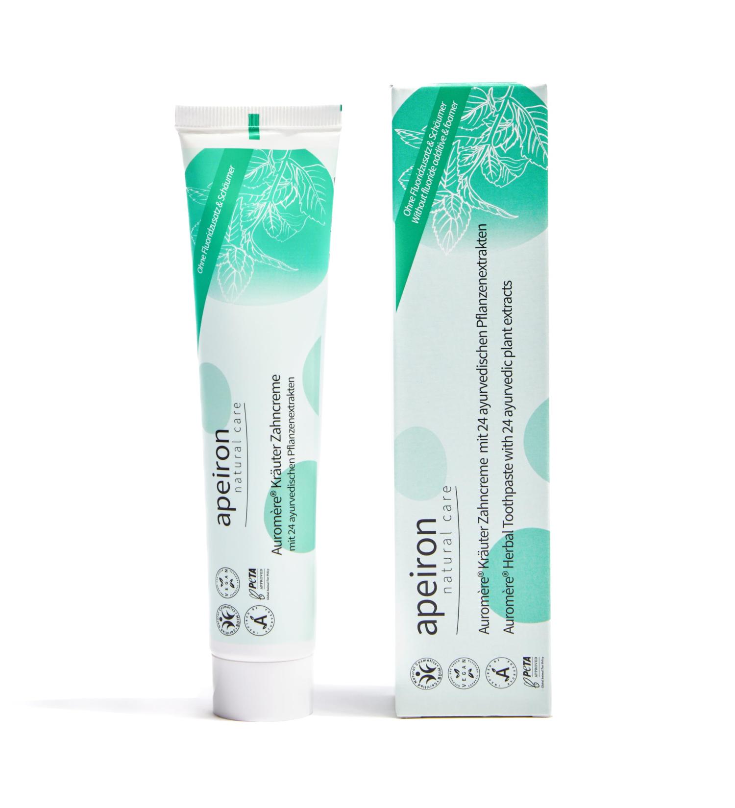 Aurom re Flouride-Free Toothpaste - Organic Herbal Toothpaste with Calcium - Natural Cosmetic with 24 Plant Extracts - Acts against dental plaque and bacteria responsible for cavities (1 - Buy Online on GoSupps.com