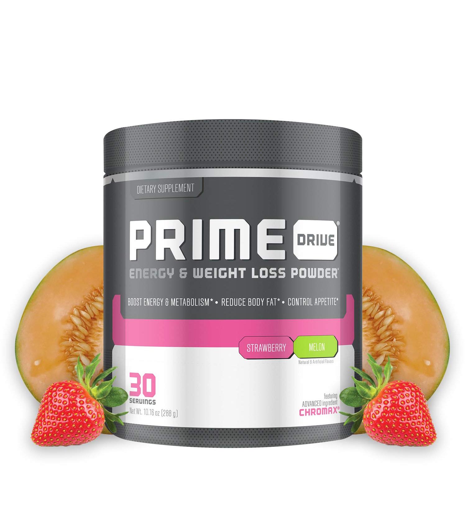 Prime Drive Strawberry Melon Pre Workout Energy Drink Powder - Extreme Energy & Focus - Boosts Metabolism - 10.2oz (30 Servings) - Buy Online on GoSupps.com