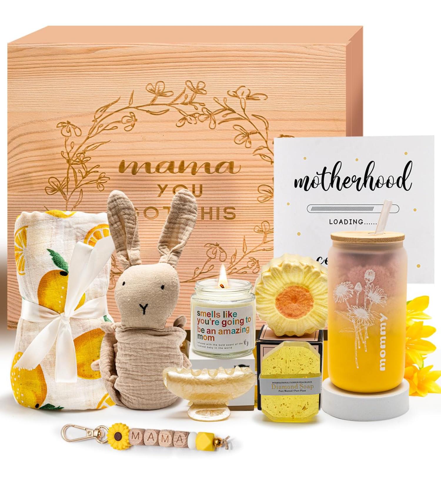 New Mom Gifts New Mummy Care Package After Baby Pregnancy Gifts Basket for Expecting Mom First Time Mothers Day Gift for New Mom Birthday Spa Gifts for Women orange - Buy Online on GoSupps.com