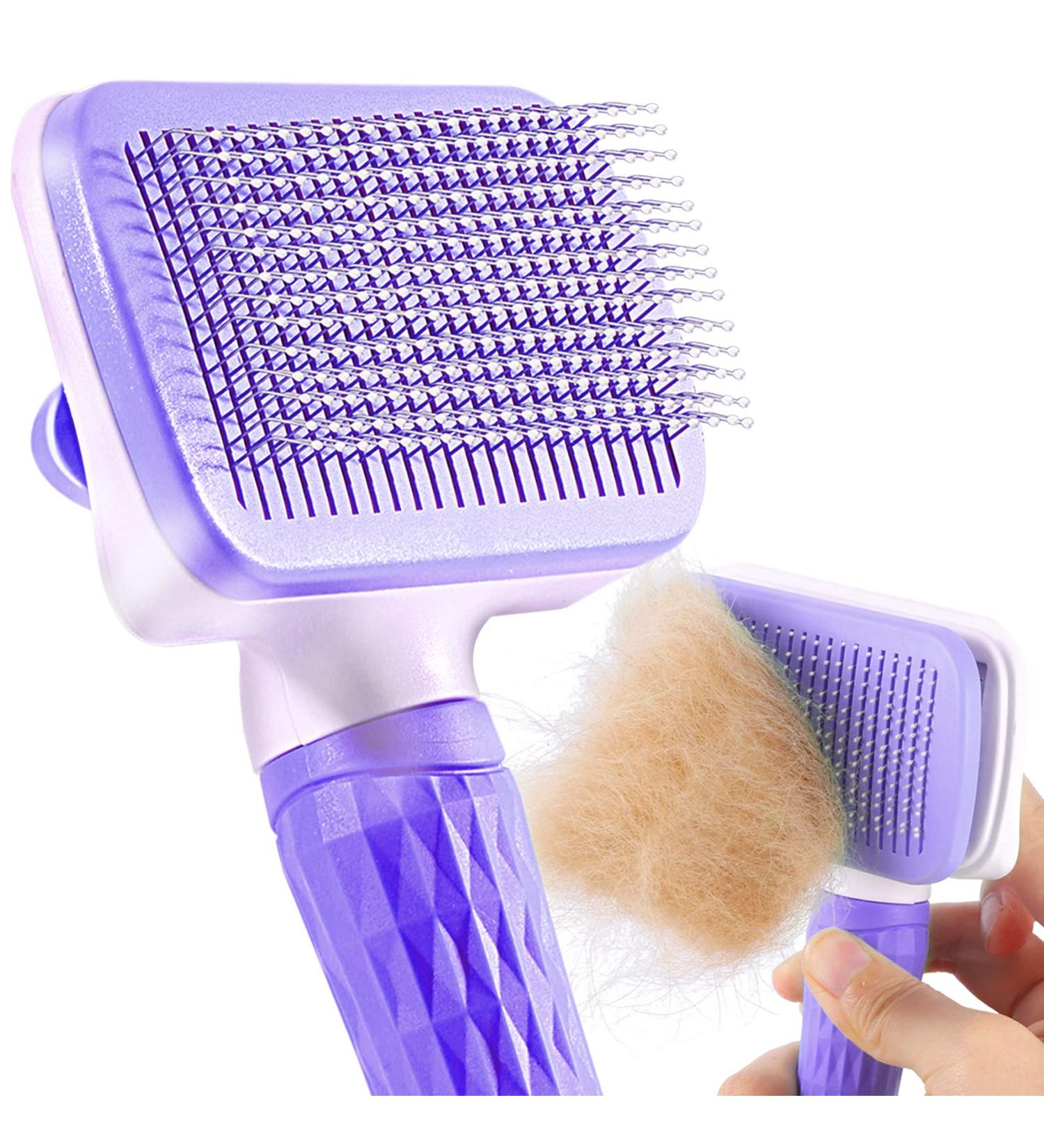 Ace2ace Pet Dog & Cat Brush - Effortlessly Remove Hair | Ideal for Long & Short Haired Pets | One-Button Cleaning | Violet | Tiffanyblau - Buy Online on GoSupps.com