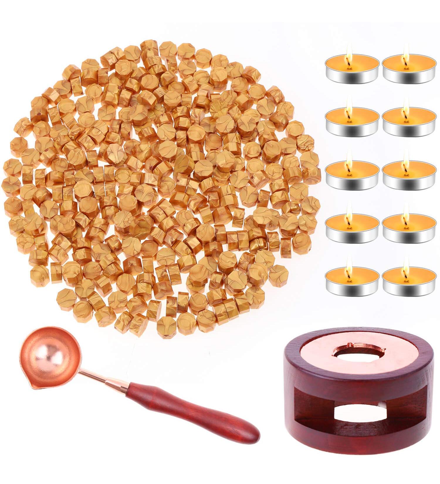 Sealing Wax  Paxcoo 312pcs Sealing Wax Kit with Wax Seal Beads  Wax Seal Warmer  Wax Spoon and Tealight Candles for Wax Stamp Letter Sealing Gold - Buy Online on GoSupps.com