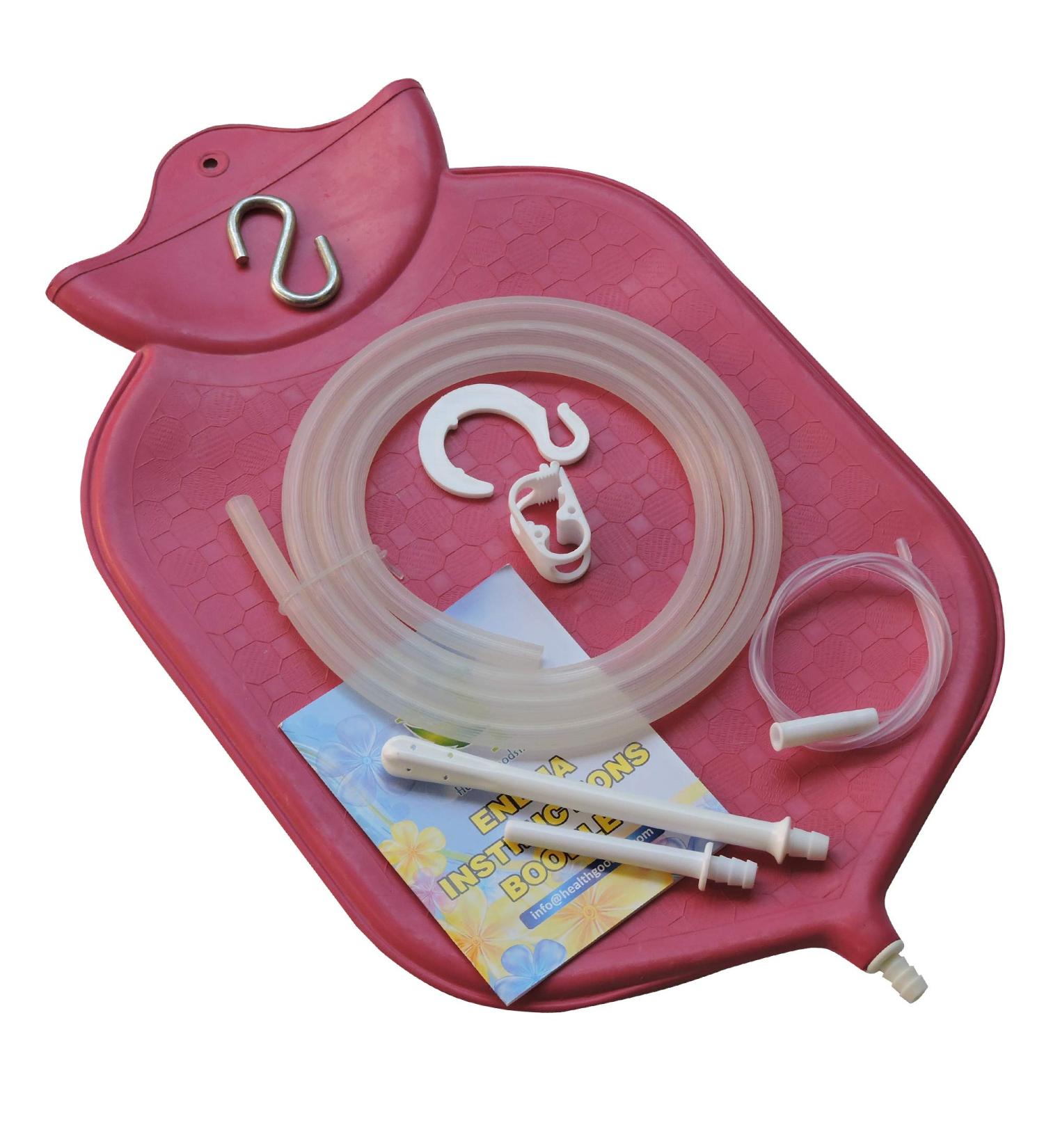 Premium Enema Bag Kit - Colon Cleansing with 4 Quart Platinum Cured Silicone Hose - Red - Buy Online on GoSupps.com