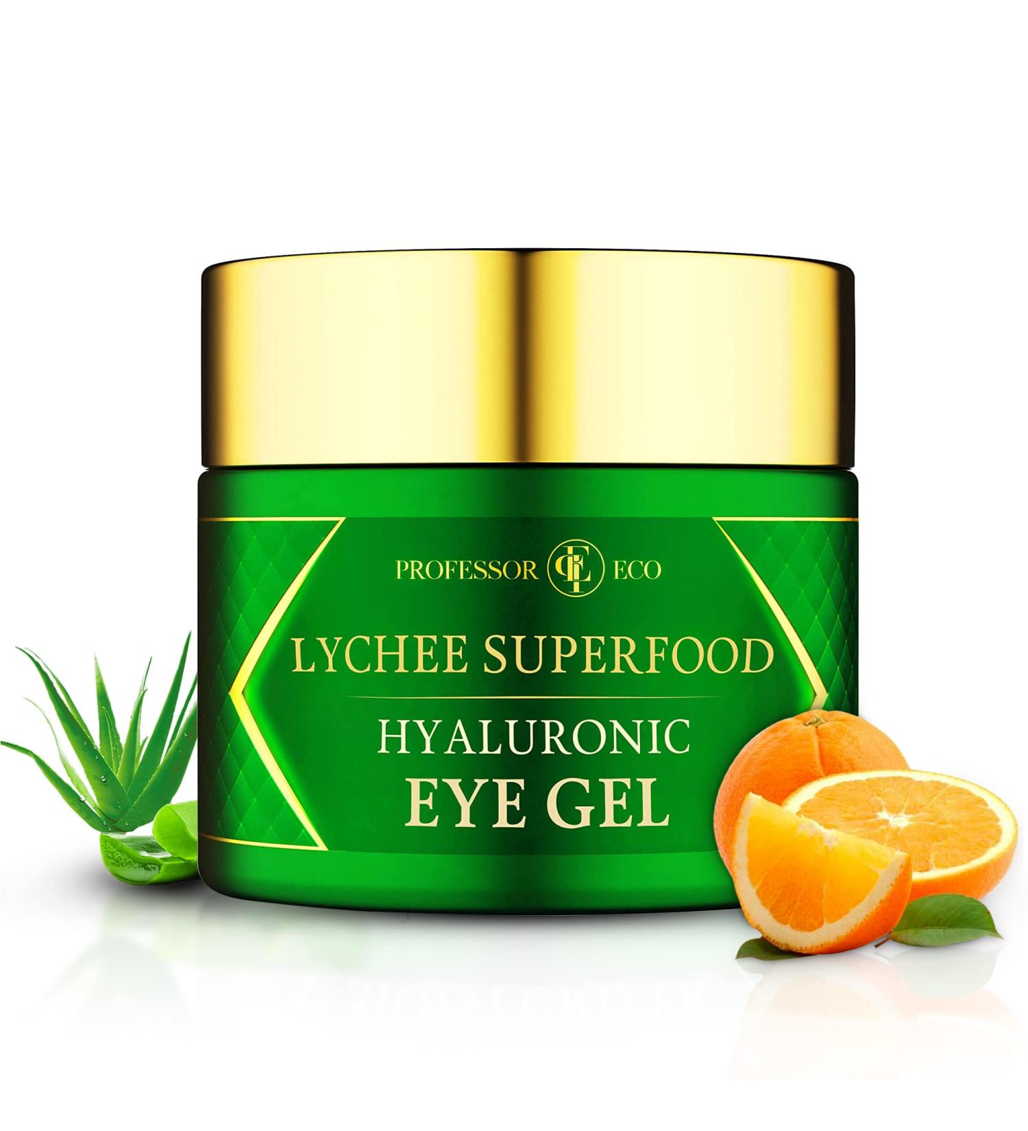Professor Eco Lychee Superfood Hyaluronic Eye Gel 2oz - Firms Eye Bags, Rejuvenates & Hydrates Skin - Buy Online on GoSupps.com