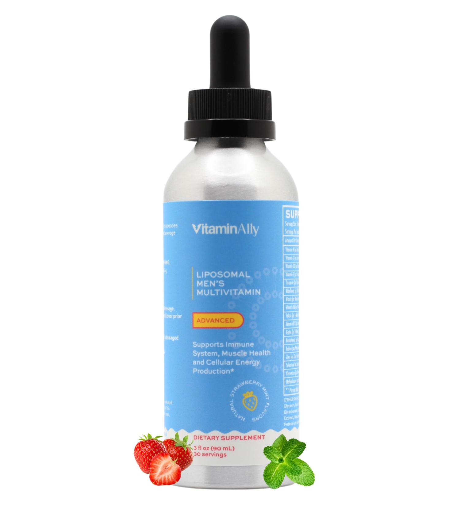Vitaminally Liposomal Men's Liquid Multivitamin Drops | Non-GMO | Sugar Free | Gluten Free | 30 Day Supply | Supports Immune System Muscle Health Cellular Energy Production - Buy Online on GoSupps.com