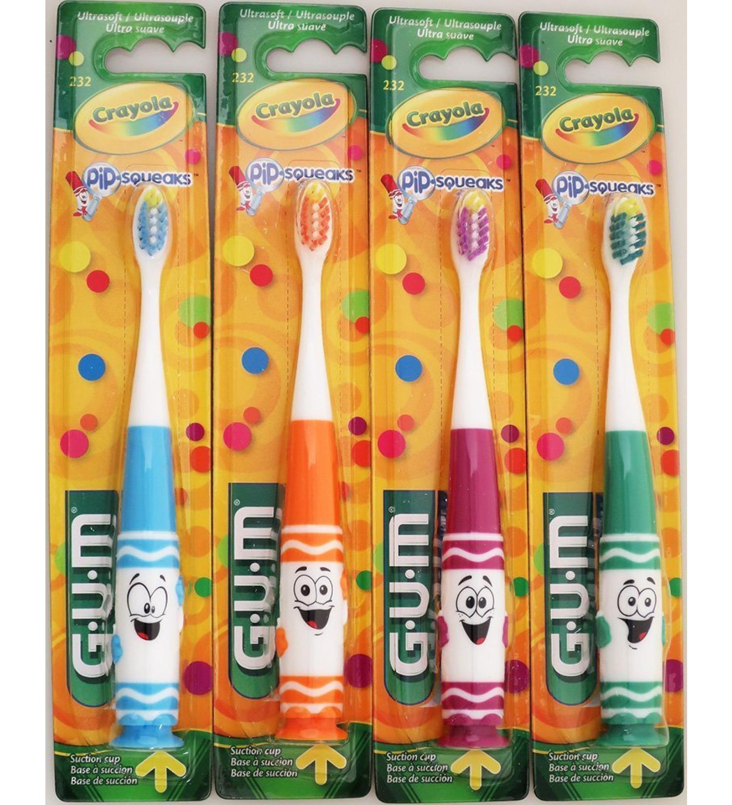 GUM Crayola Pip-Squeaks Kids Toothbrush - Ultrasoft of Each Character), (1 Count (Pack of 4) Original Version