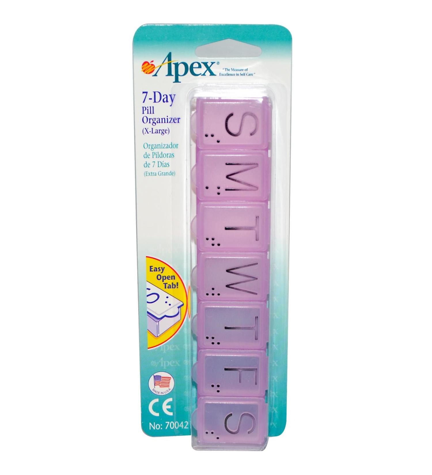 Apex 7-day extra large pill organizer Model No : 70042 - 1 ea(Colors may vary)
