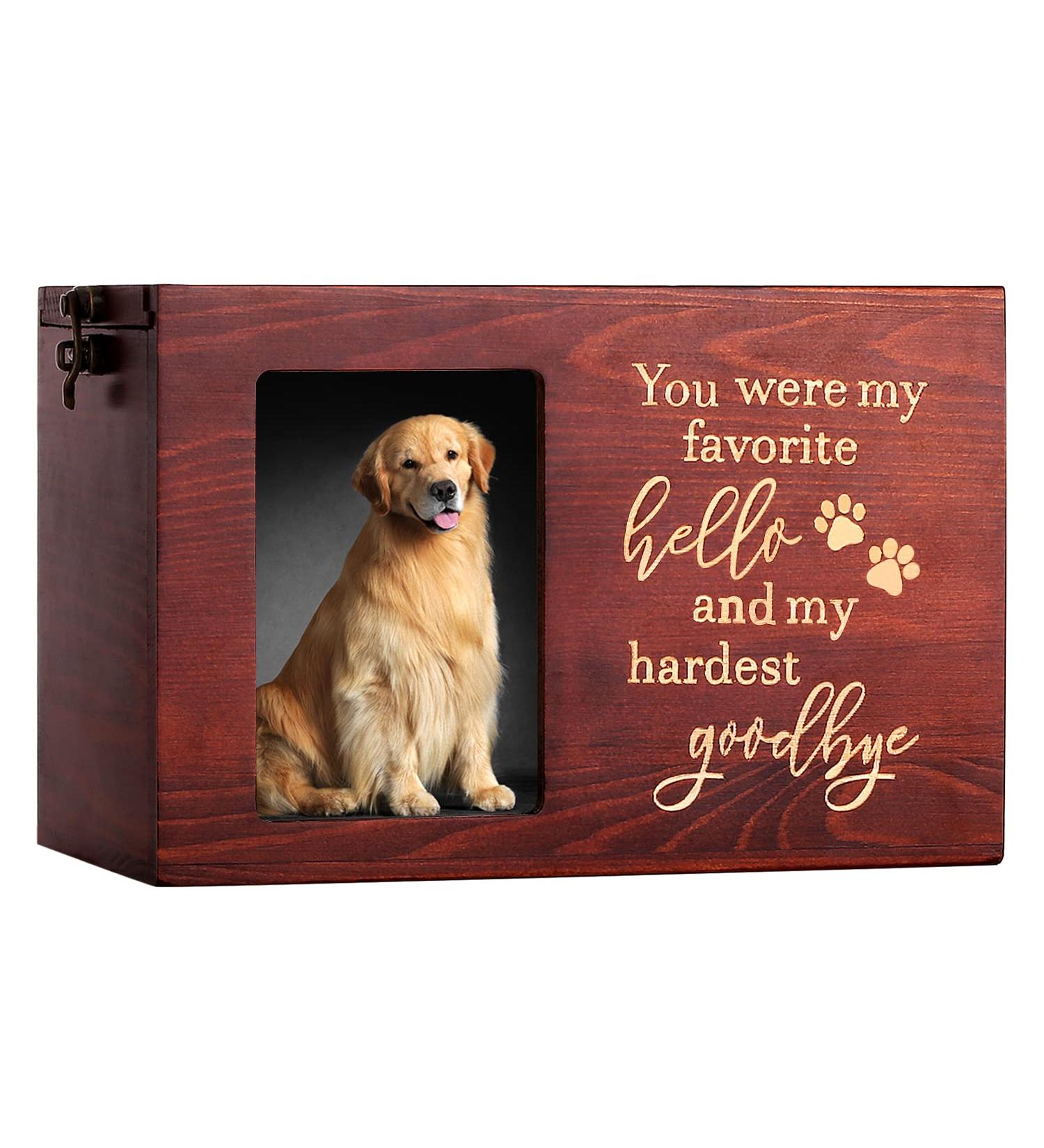 Personalized Wooden Pet Memorial Urn with Photo Frame | Large Capacity 90 Cubic Inches | Loss Pet Remembrance Gift - Buy Online on GoSupps.com