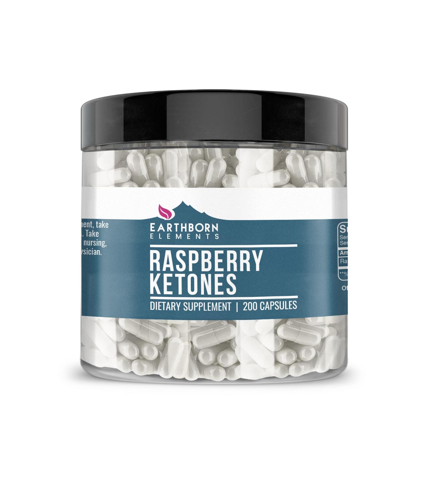 Earthborn Elements Raspberry Ketones 200 Capsules Pure & Undiluted No Additives 200 Count (Pack of 1)