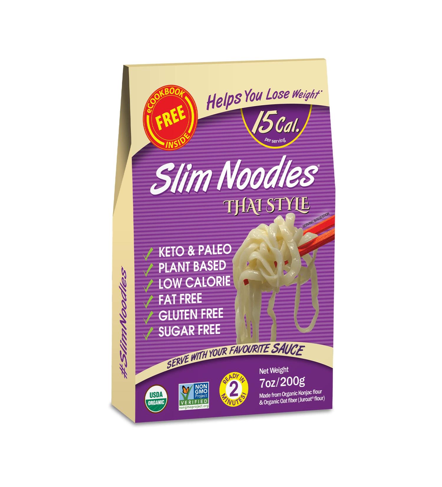 Keto Organic Thai Style Noodles - Zero Carb  Sugar & Gluten Free Shirataki Noodle  Plant Base Vegan Diet  Made of Konjac Flour & Oat Fiber | Healthy Instant Meal Ready to Eat (200g) Pack of 20 - Buy Online on GoSupps.com