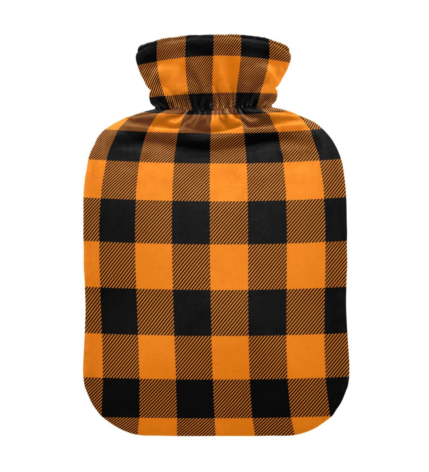 Orange Plaid Hot Water Bottle | 1L Heat Bottle for Pain Relief & Muscle Injury Recovery | Ideal Hot Pack for Comfort - Buy Online on GoSupps.com