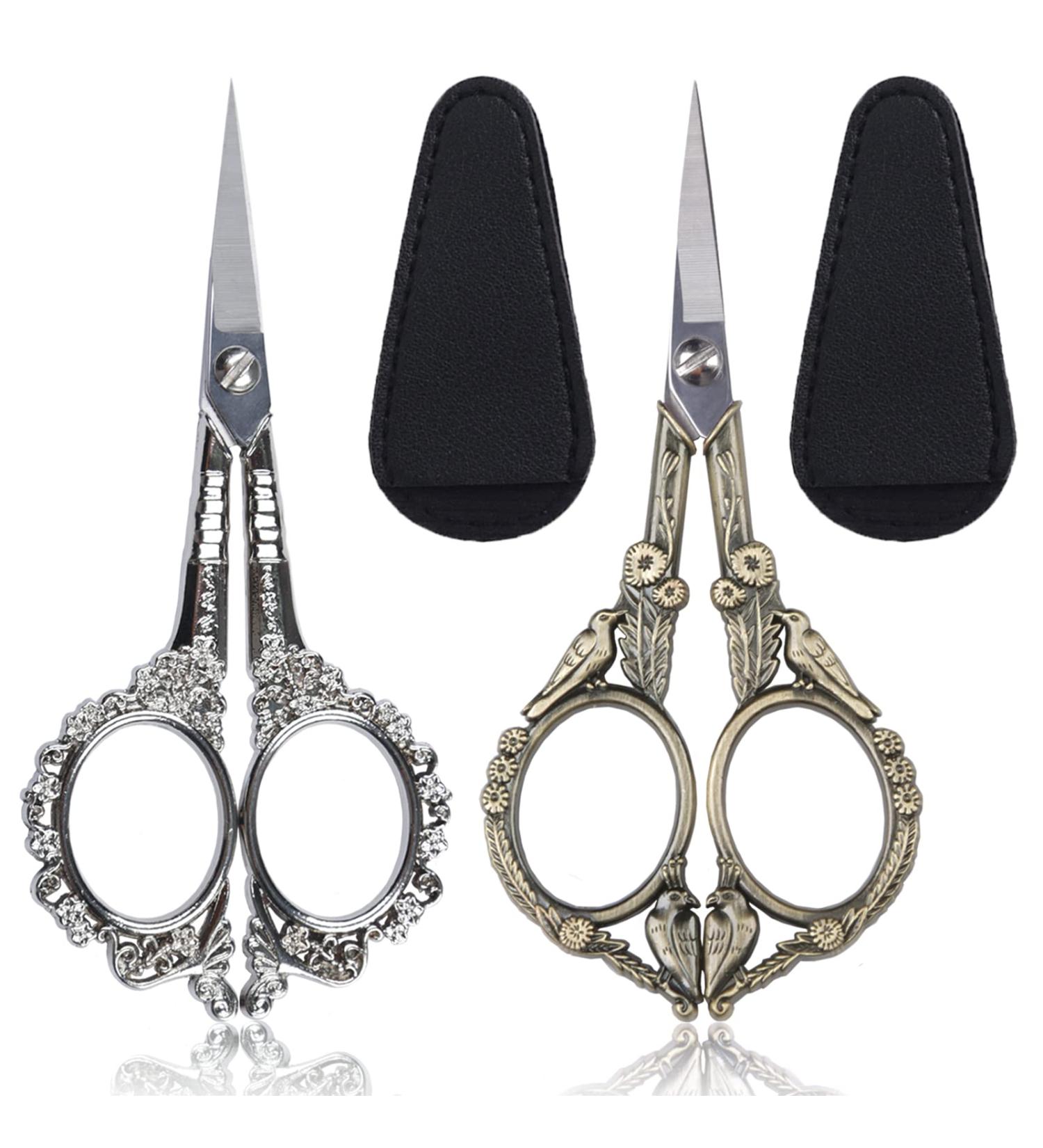 Vintage Stainless Steel Cuticle Embroidery Scissors - 2pc Set for Beauty Grooming and Manicure - Buy Online on GoSupps.com