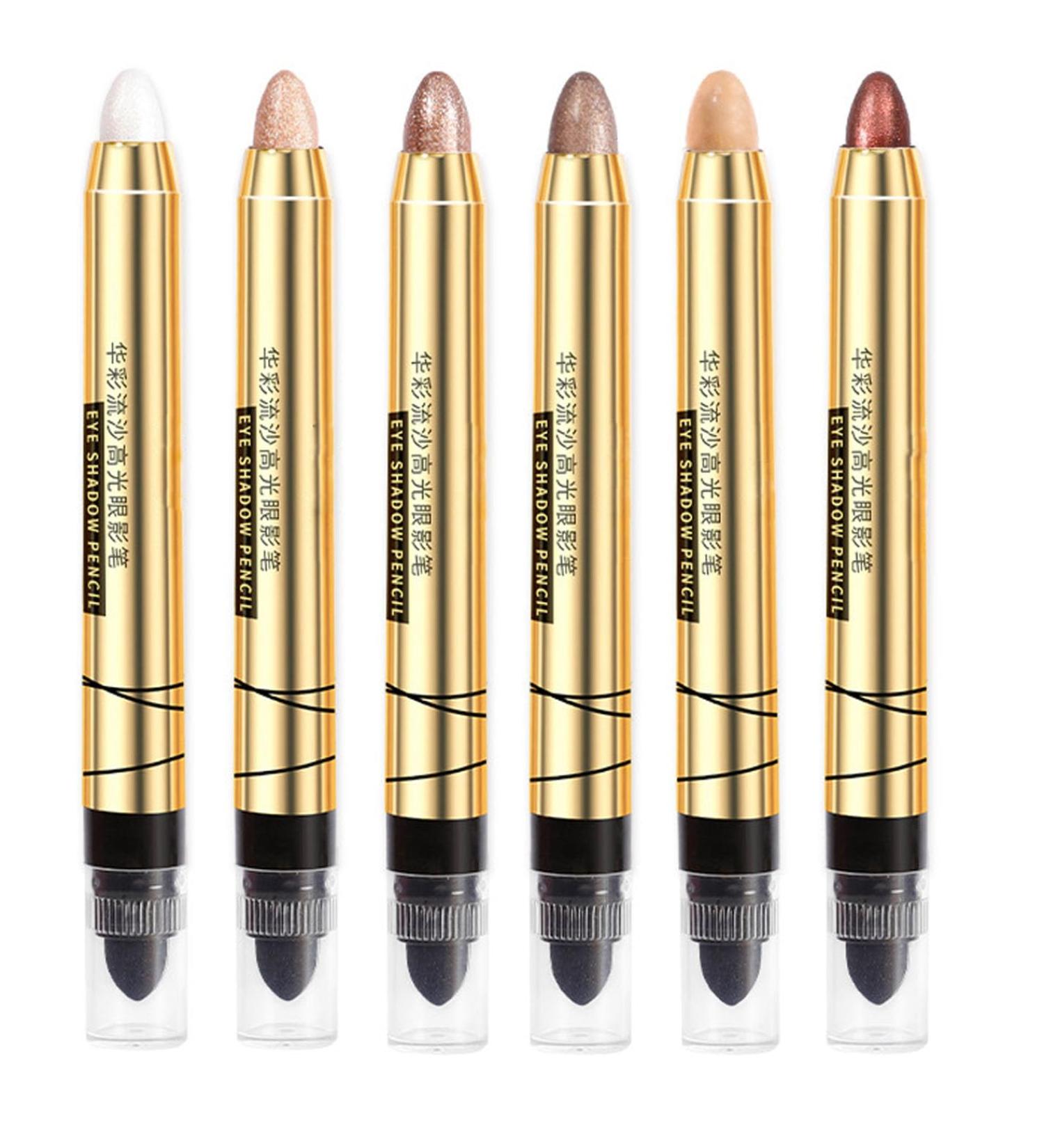 Eyeshadow Stick and Sponge Makeup Brush Smooth Cream Shimmer Eyeshadow Pencil Waterproof Eyeshadow Highlighter Stick Makeup Highlights (07) - Buy Online on GoSupps.com