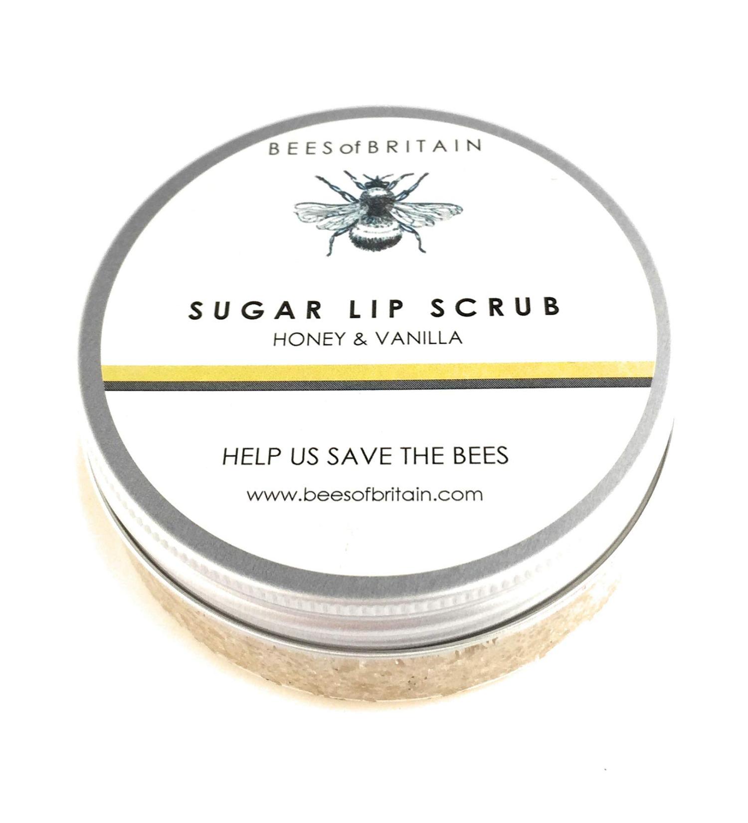 BEES of BRITAIN Sugar Lip Scrub - 100% Natural Jojoba Honey Vanilla - 50g - Buy Online on GoSupps.com