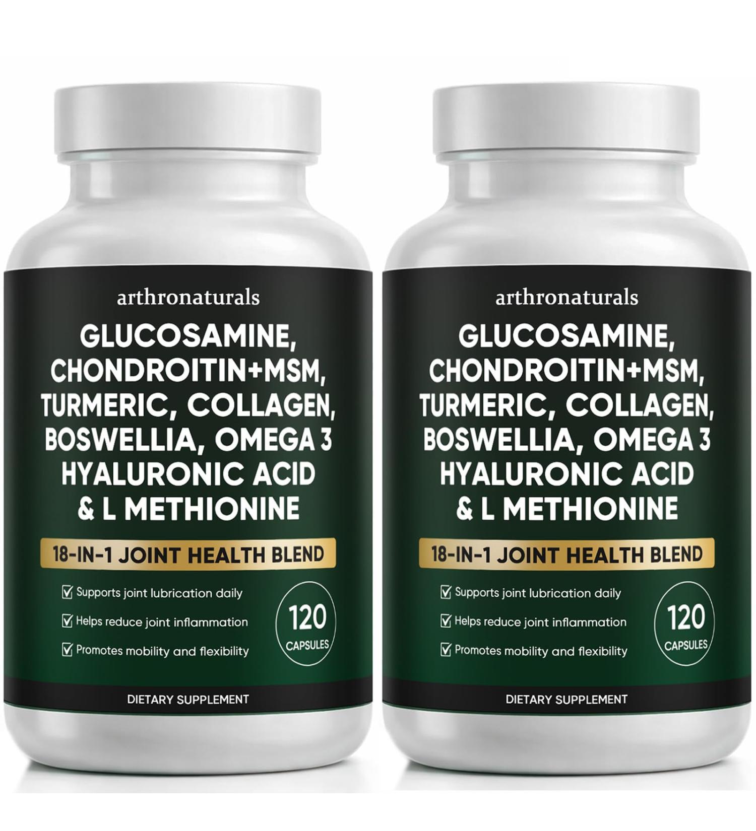 Arthronaturals Herbal 18-in-1 Joint Support Blend Daily Supplement with Glucosamine Chondroitin MSM and Turmeric Clean Formula for Active Adult Daily Routine 120 Capsules (2) - Buy Online on GoSupps.com