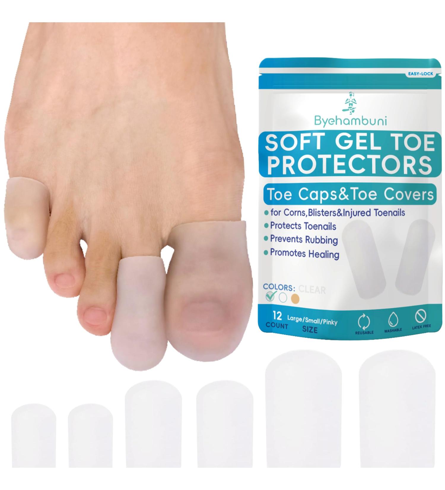 Byehambuni Gel Toe Protectors - 12 Pack for Men & Women | Clear Toe Caps & Sleeves for Corns Calluses & Blisters - Protects Toenails & Prevents Rubbing - Buy Online on GoSupps.com