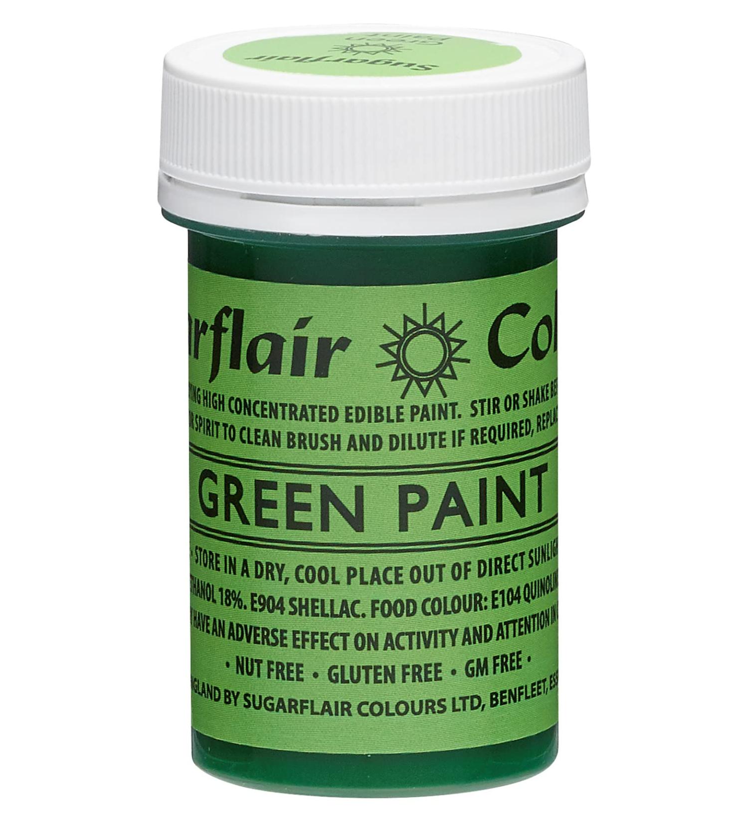 Sugarflair Green Edible Food Paint for Painting Icing Sugar Pastes Flower & Modelling Pastes Royal Icing Marzipan & Buttercream - 20g