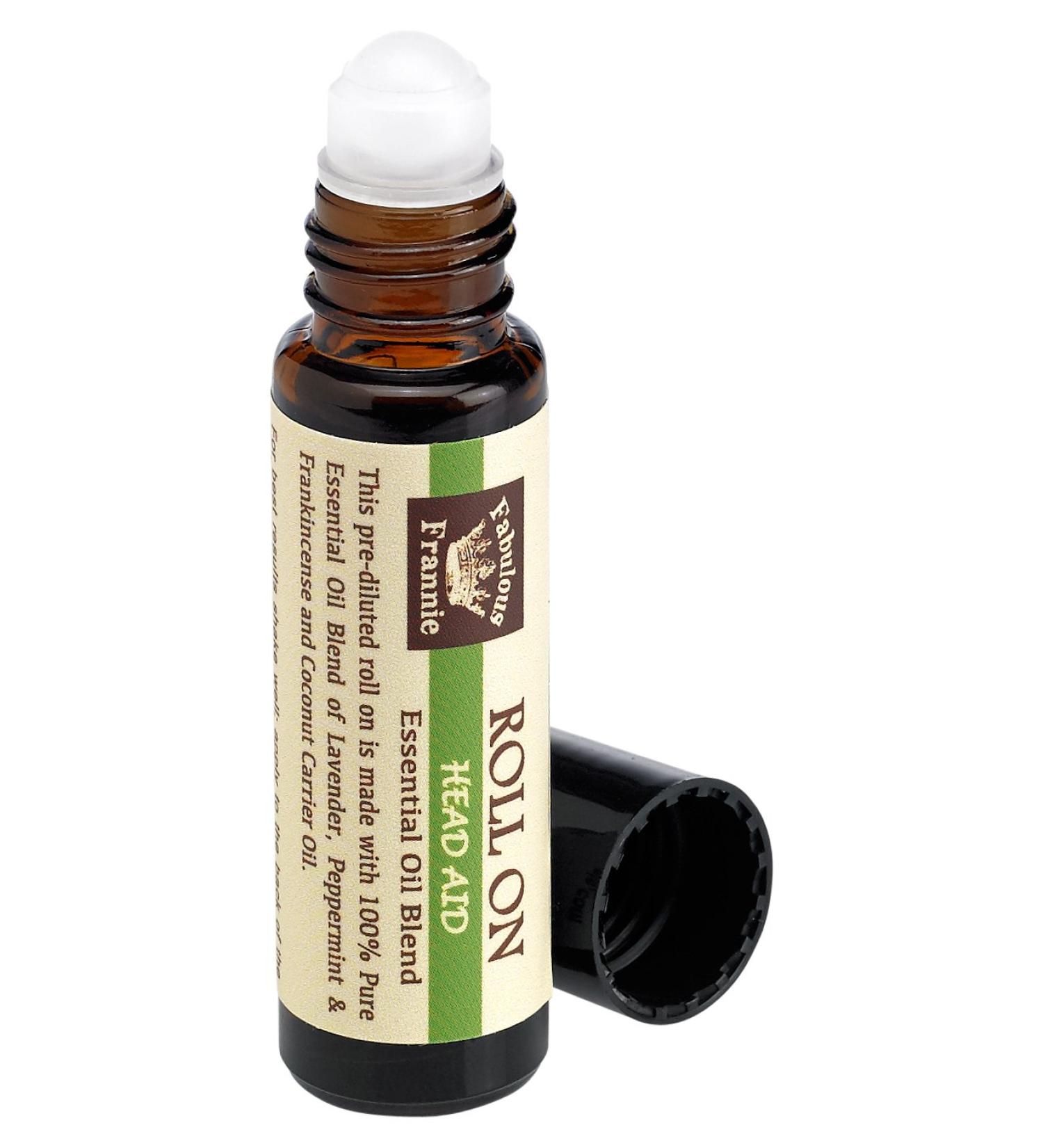 Head Aid Pre-Diluted Essential Oil Blend Roll-On (Lavender Peppermint and Frankincense) 10 ml by Fabulous Frannie