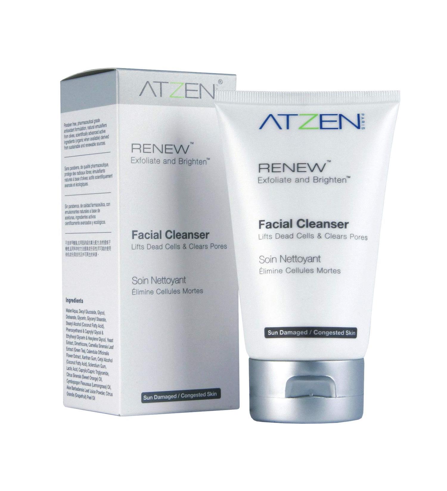 RENEW Organic Facial Cleanser - Exfoliates & Lifts Dead Cells to Clear Pores. Lightens & Nourishes Sun Damaged Areas. Protects From Pollutants & Premature Aging. Paraben & Cruelty Free (3.0 oz)