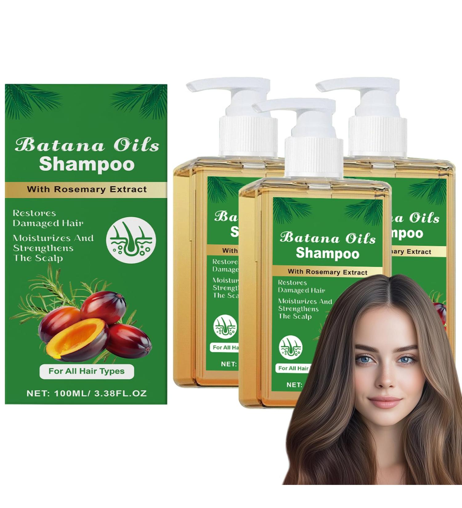  blmcoos Batana Oil Shampoo with Rosemary Extract Rosemary & Batana Shampoo for Thicker Hair Oil Control Fluffy Shampoos Reduces Hair Loss Repairs Strengthens and - Buy Online on GoSupps.com