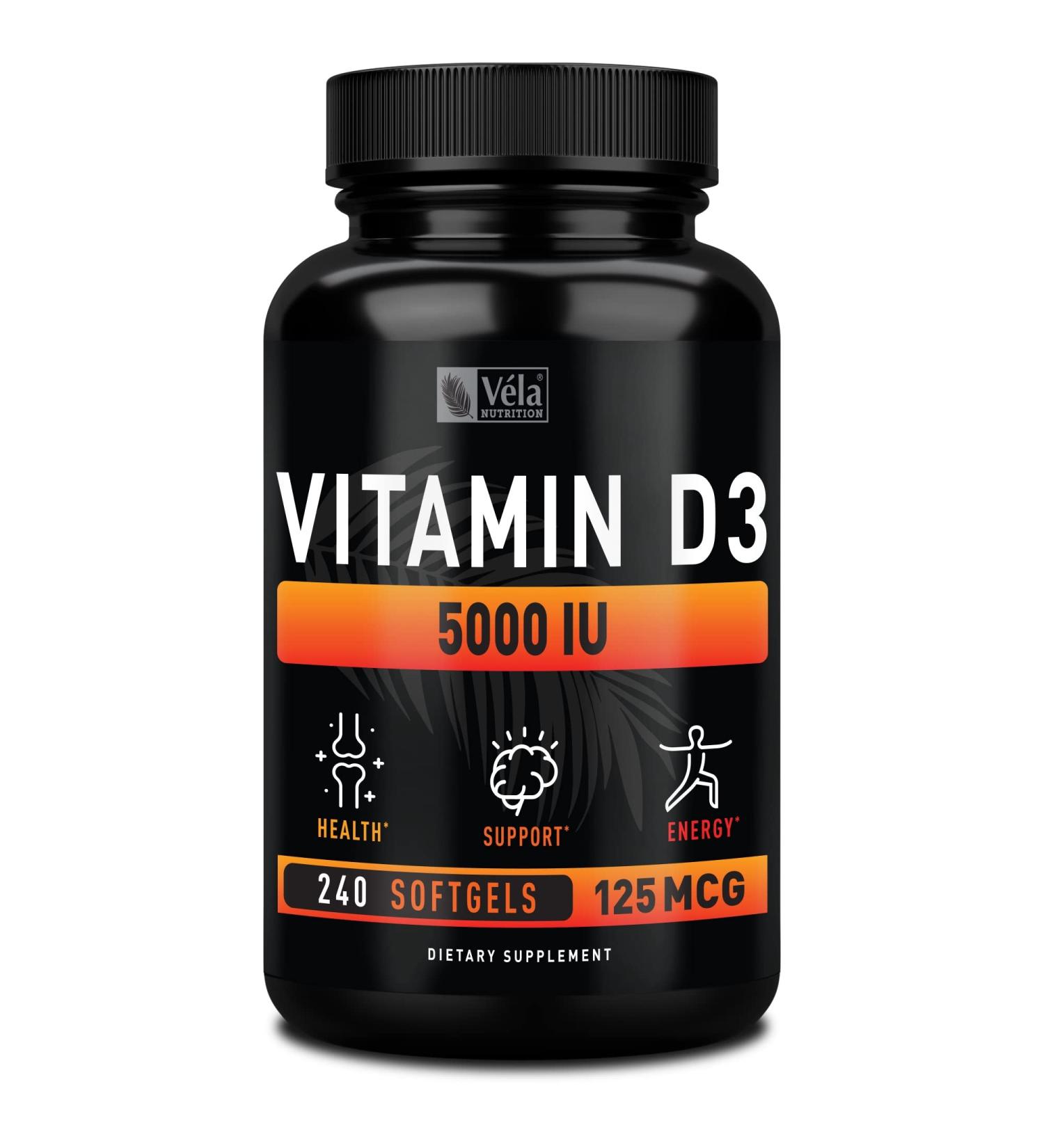 Extra Strength Vitamin D3 5000IU Softgels - 240 Day Supply | High Potency, Gluten Free & Easy to Swallow for Overall Health Support - Buy Online on GoSupps.com