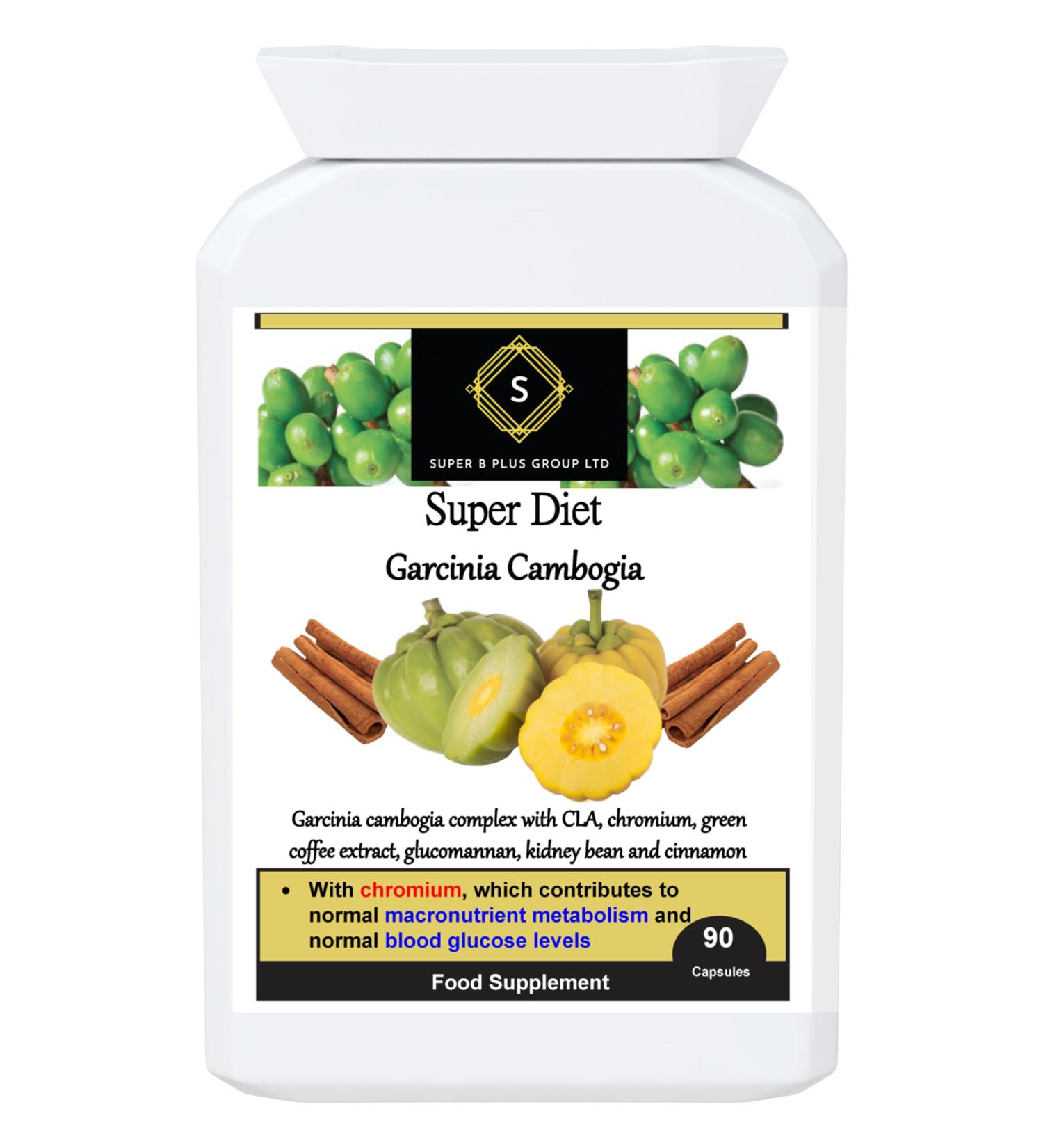 Super Diet Garcinia Cambogia Weight Loss Slimming Fat Burners with Chromium | Herbal Supplement for Metabolism | 90 Capsules - Buy Online on GoSupps.com