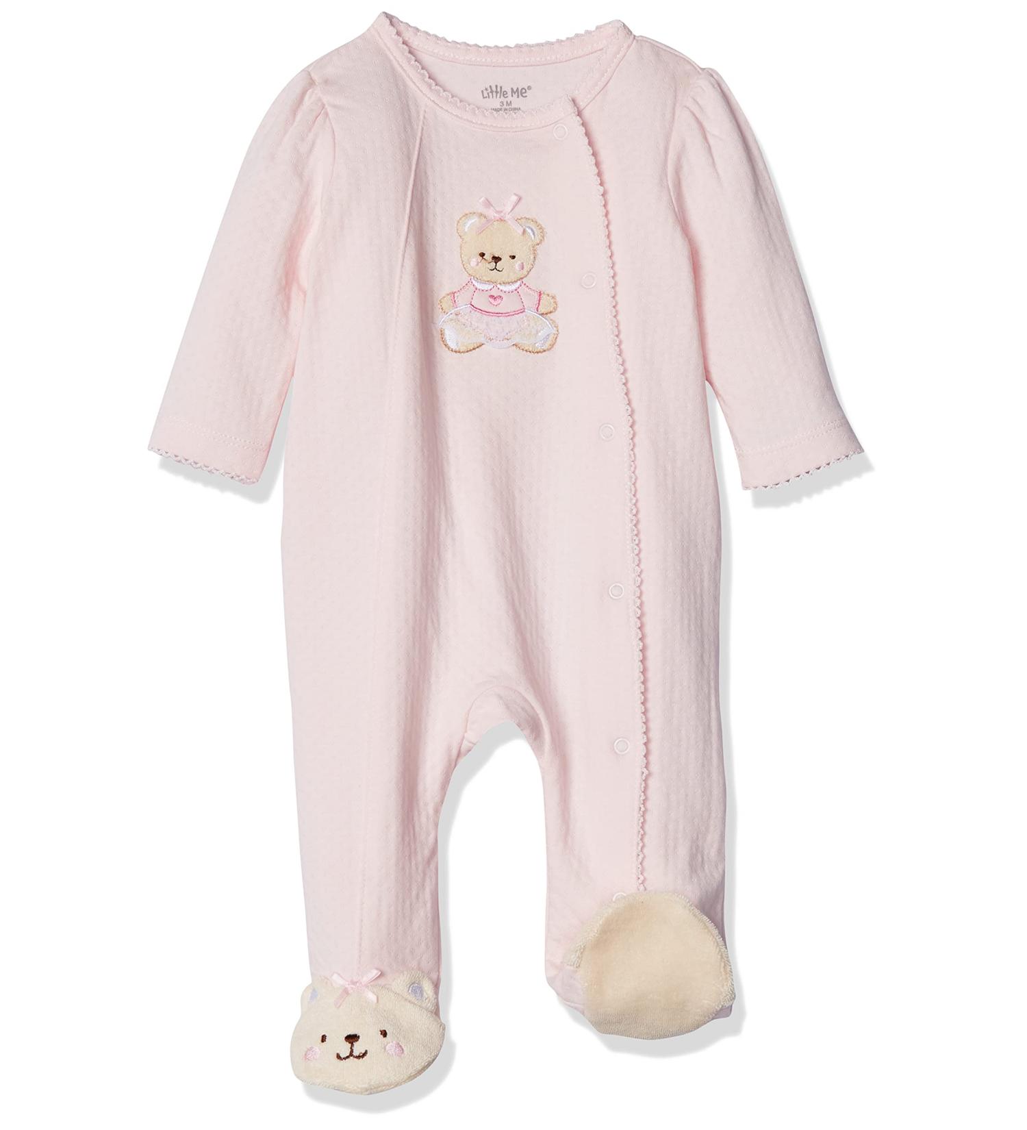 Little Me Baby Girls' Side Snap Footie - 3 Months, Light Pink Pattern - Buy Online on GoSupps.com