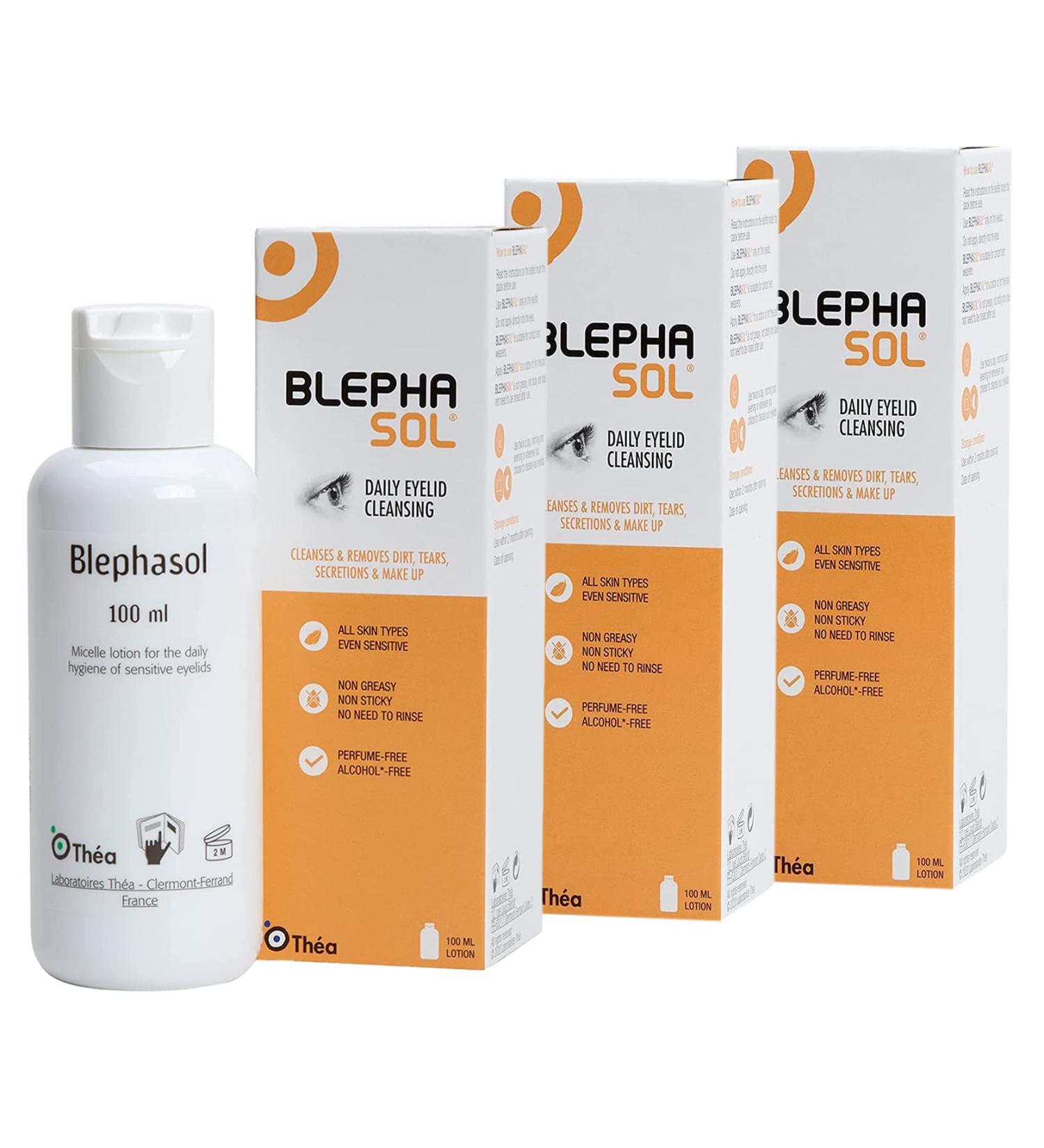 3 x Blephasol Micellar Eyelid Cleansing Lotion | Effective and Gentle Cleansing for Make-Up Removal Inflamed and Sensitive Eyelids | Soap & Alcohol-Free | Pack of 3 x 100ml - Buy Online on GoSupps.com