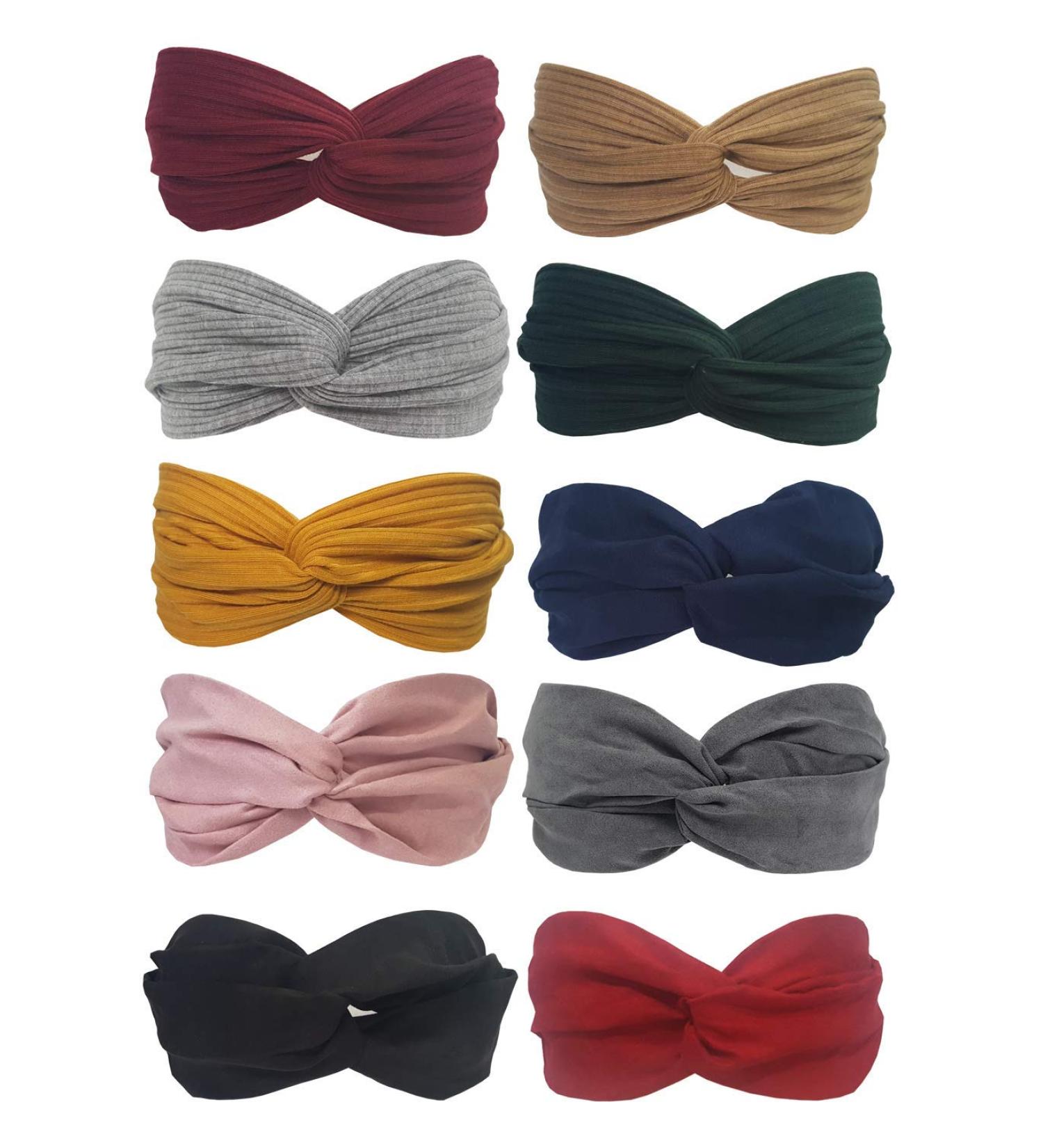 Ergonflow 10 Pack Boho Headbands for Women - Twisted, Criss Cross Head Wraps with Bows - Hair Accessories for Girls - Buy Online on GoSupps.com