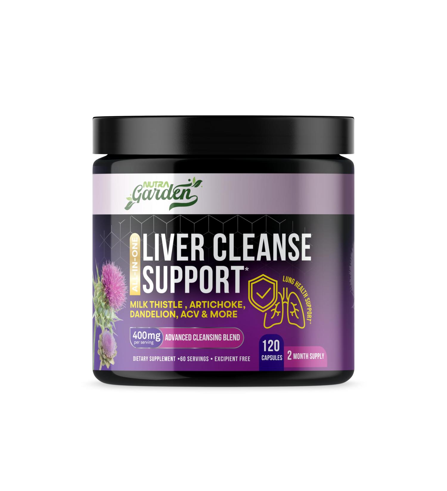 Nutra Garden Advanced Liver Cleanse Detox & Repair 20-in-1 Herbal Formula with 80% Silymarin Milk Thistle Artichoke Chanca Piedra & More 120 Vegan Capsules Non-GMO Gluten-Free Made in USA - Buy Online on GoSupps.com