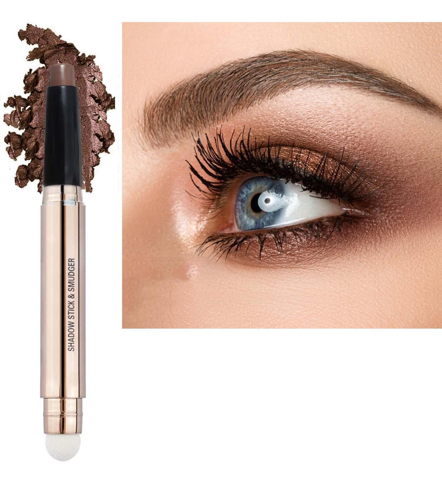 2-in-1 Brown Eyeshadow Stick | Creamy Glitter Eye Pencil | Waterproof & Hypoallergenic | Long-Lasting Eye Shadow & Highlighter | Multi-Dimensional Eyes | Single Eye Liner Pen - Buy Online on GoSupps.com