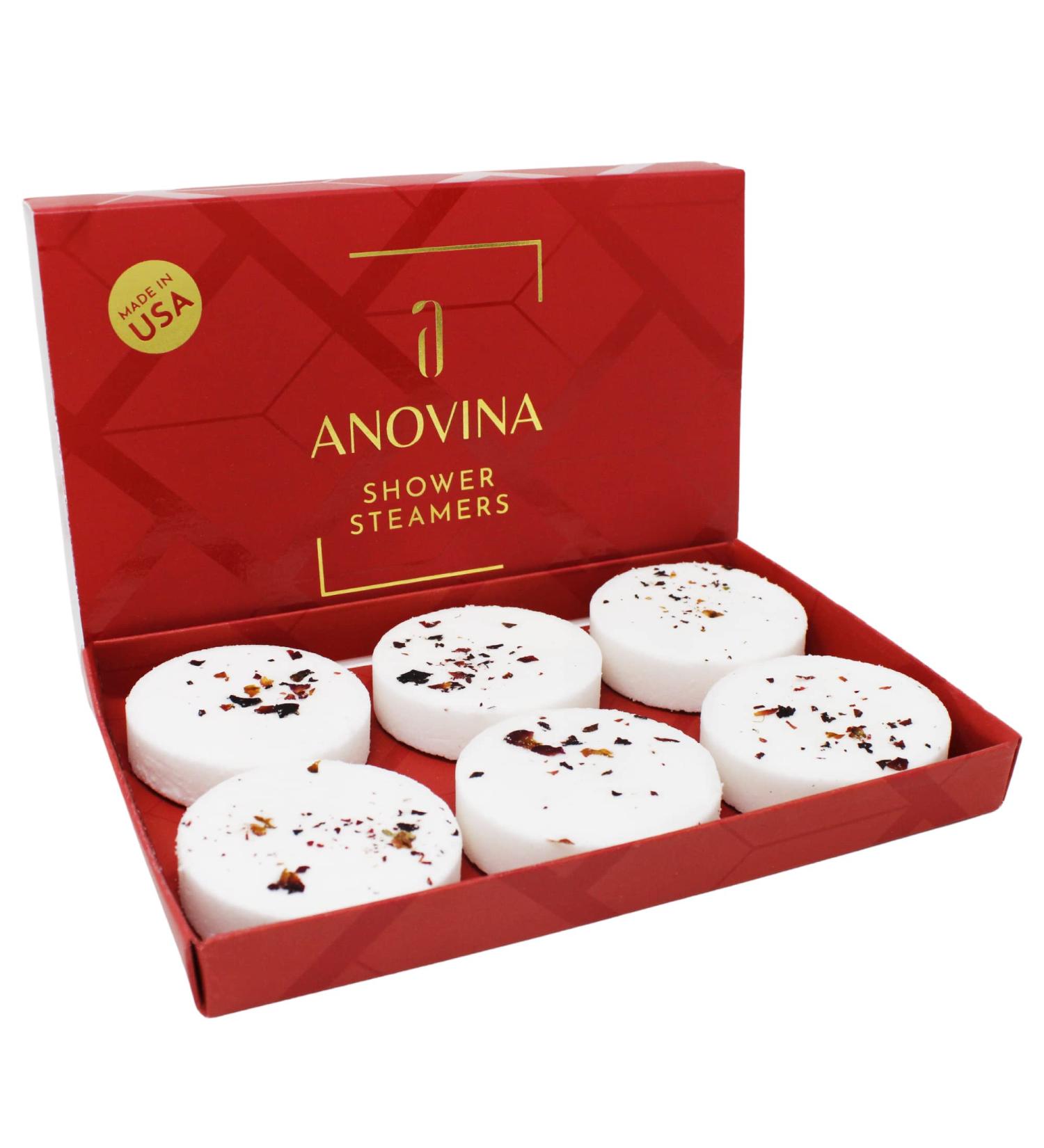 Anovina Shower Steamers 6 Pack - Jasmine & Fresh Cut Rose - Made in USA - Relaxing Spa Gift Box for Women - Buy Online on GoSupps.com