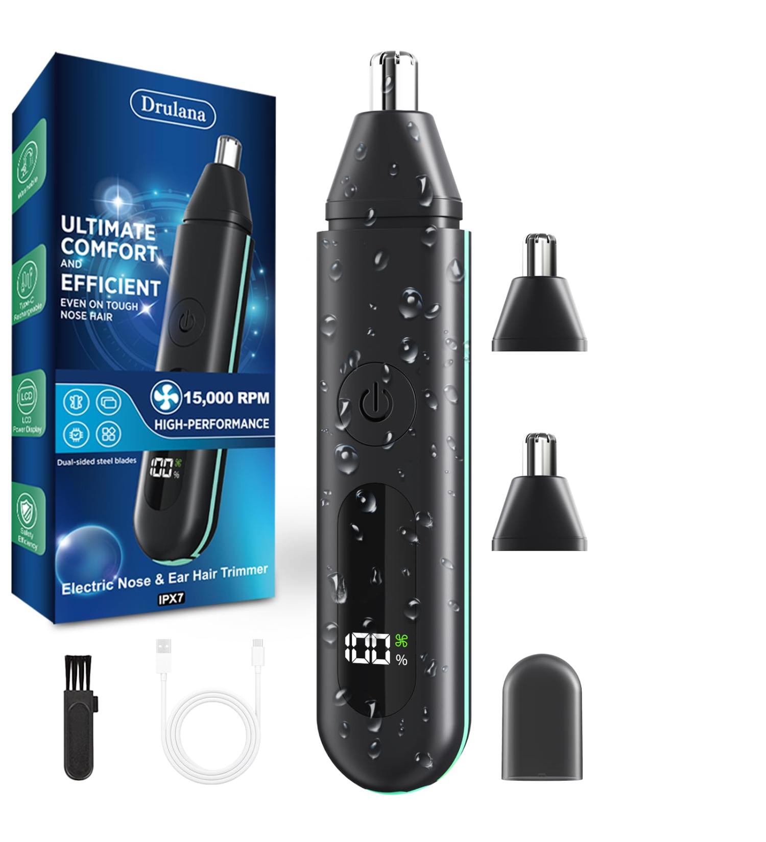 Nose Hair Trimmer for Men & Women - 2024 Professional Painless Ear & Facial Hair Trimmer IPX7 Waterproof USB Rechargeable Dual Edge Blades LCD Display - Buy Online on GoSupps.com