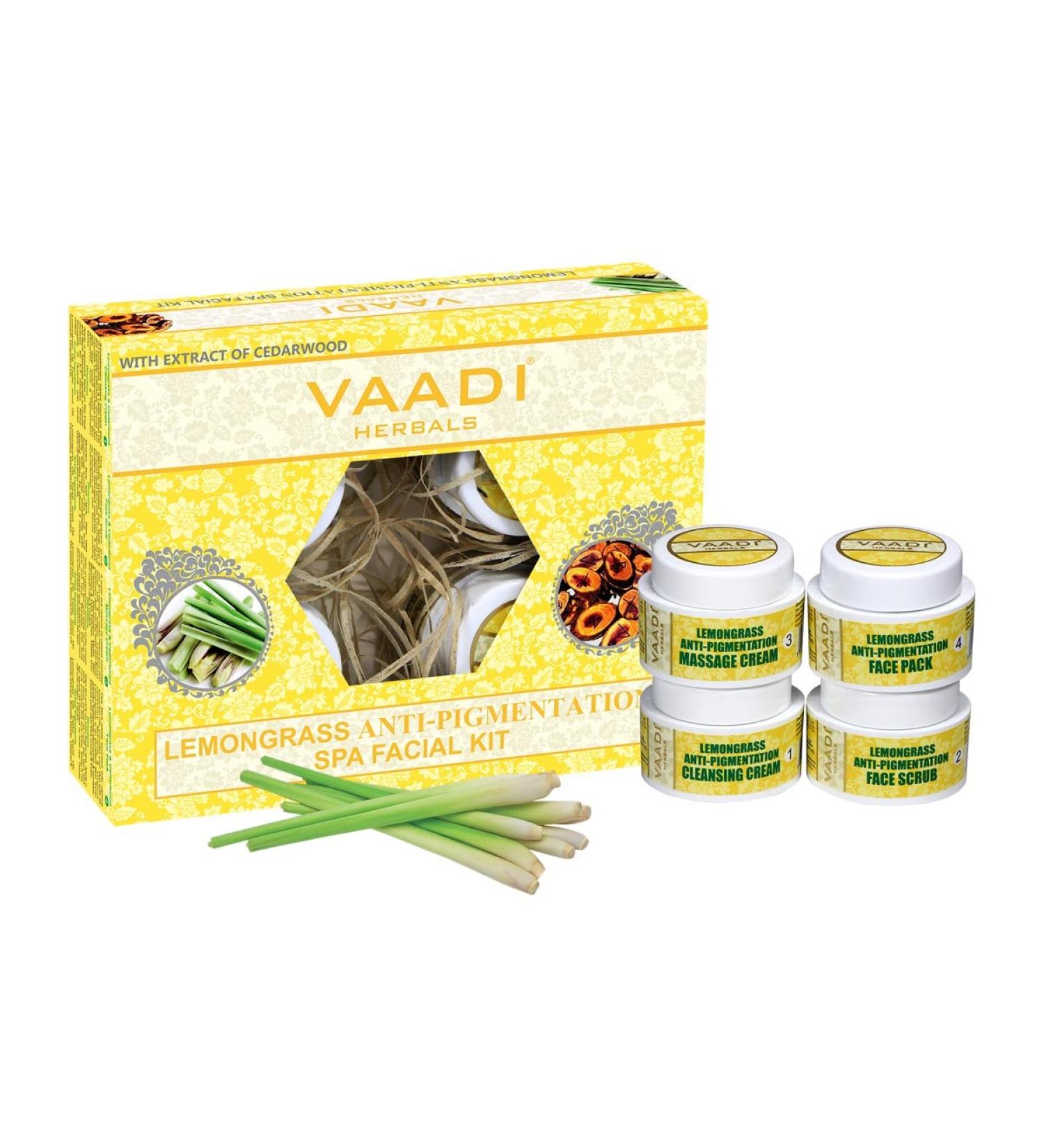Vaadi Herbals Lemongrass & Cedarwood Facial Kit - All-Natural SPA Facial for All Skin Types - 70g for Men & Women - International Shipping Available - Buy Online on GoSupps.com
