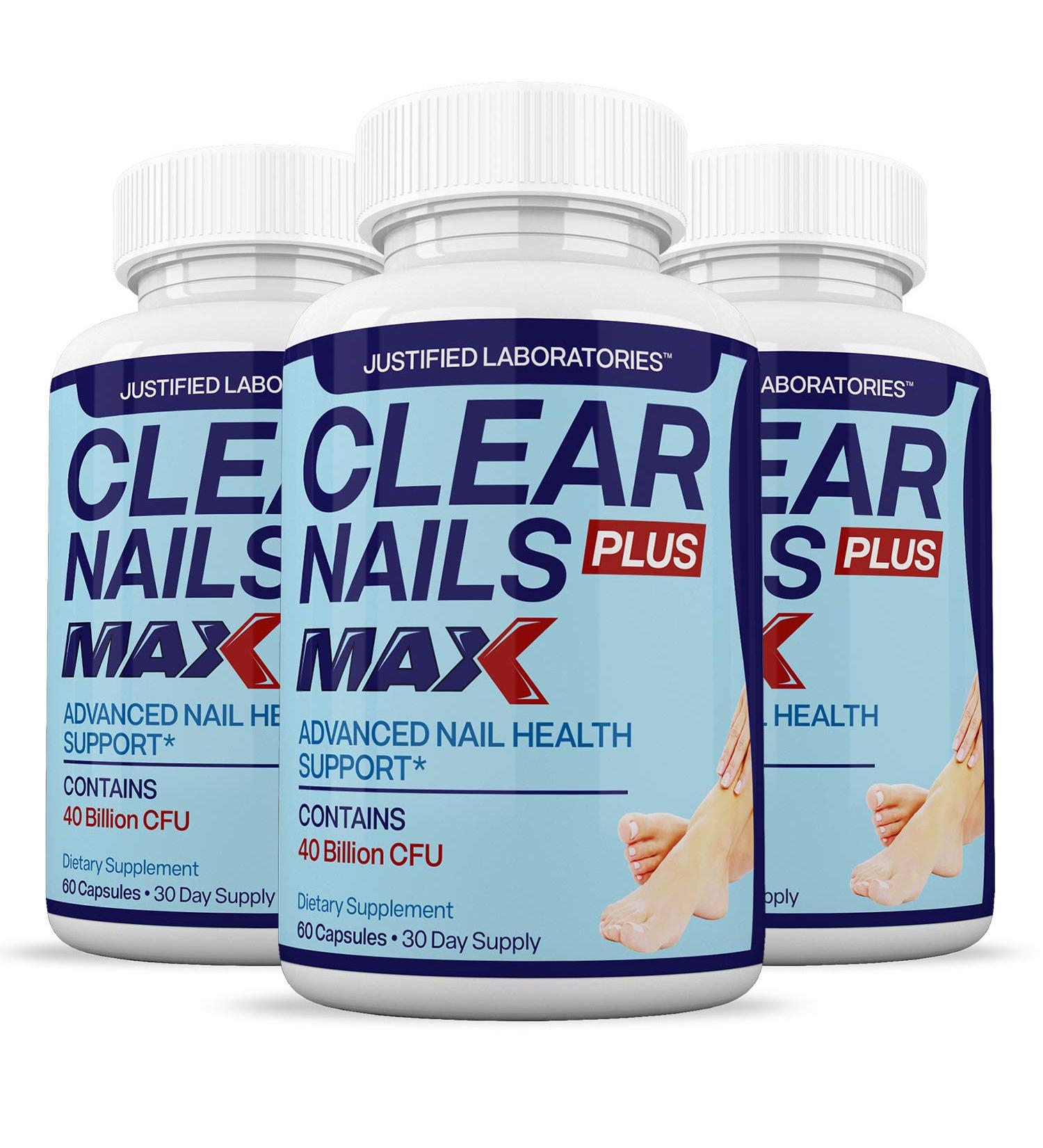 Buy Justified Laboratories Clear Nails Plus Max - 3 Pack Probiotic with 40 Billion CFU | 60 Capsules for Healthy Nails - Buy Online on GoSupps.com