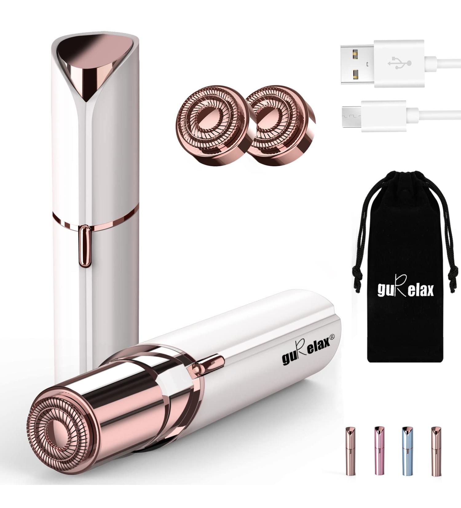 Rechargeable Facial Hair Remover for Women - Painless Hair Removal Device for Face with 2 Replacement Heads - Ideal for Lip, Chin, and Mustache - Buy Online on GoSupps.com