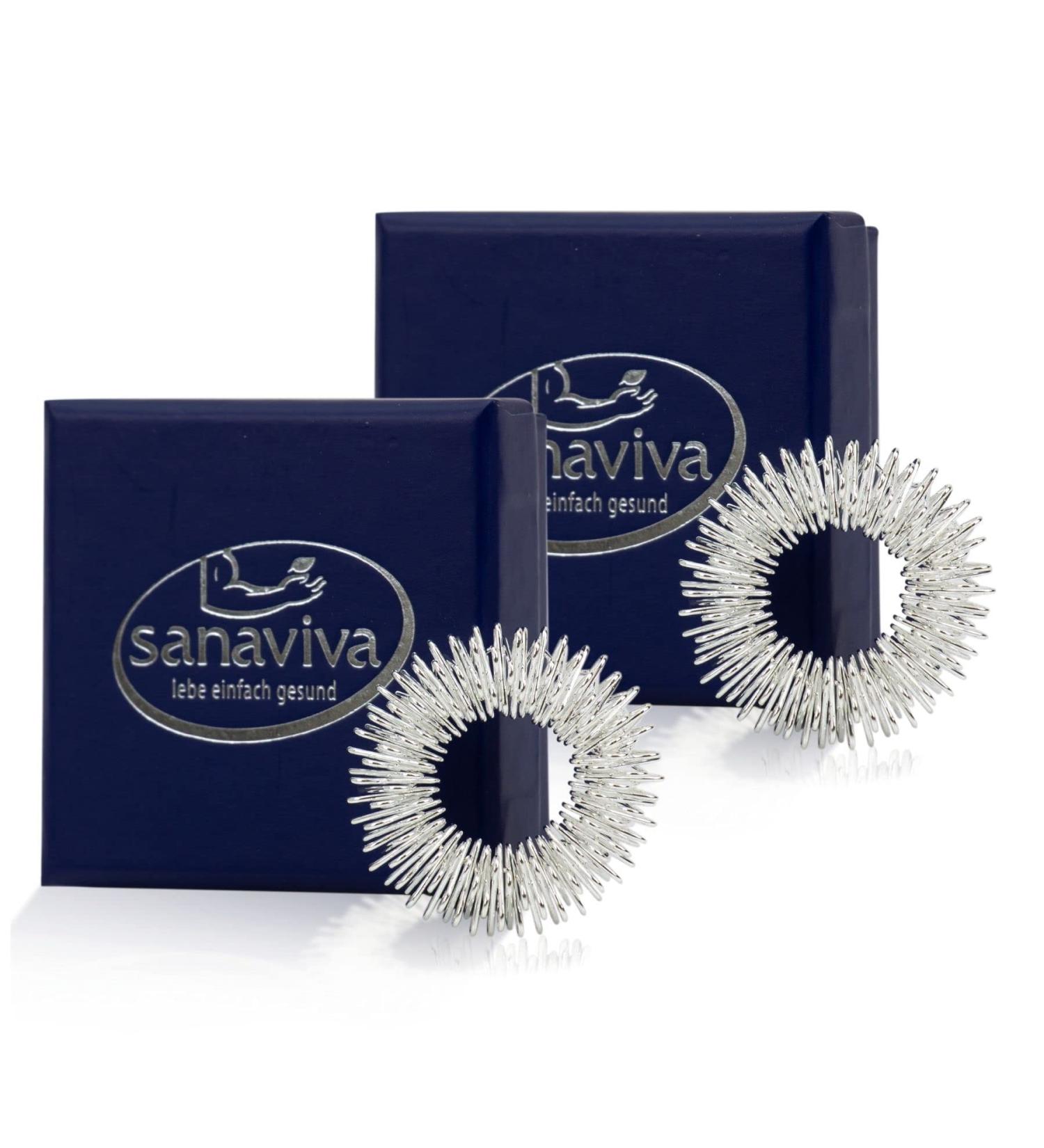 Sanaviva Acupressure Rings 2 pcs | Promote Blood Flow | Finger Massage | Ying Yang Energy | Silver Wellness Ring - Buy Online on GoSupps.com