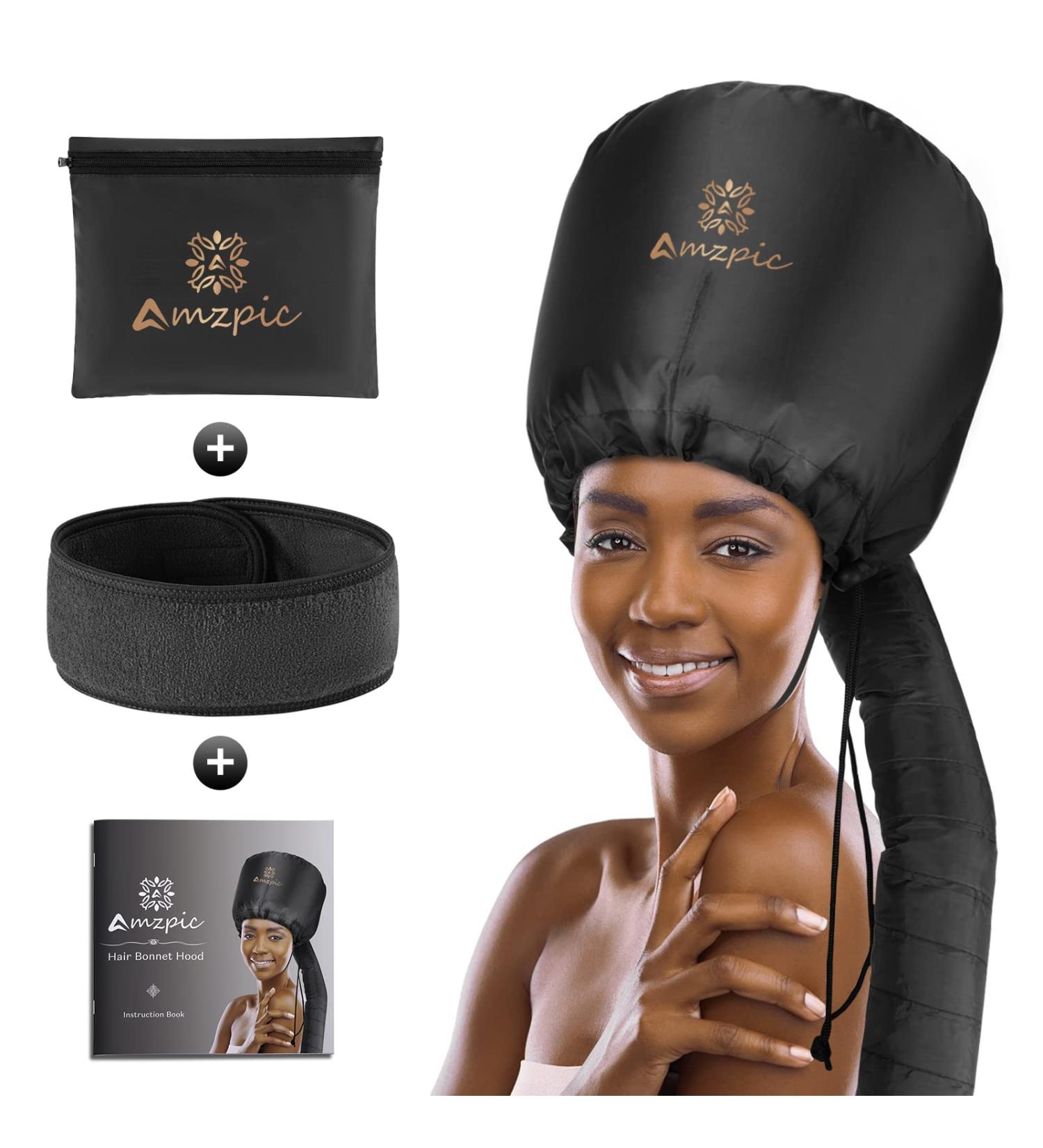 Soft & Adjustable Extra Large Bonnet Hair Dryer Attachment for Fast Drying - Ideal for Styling, Curling, and Deep Conditioning at Home (Black) - Buy Online on GoSupps.com