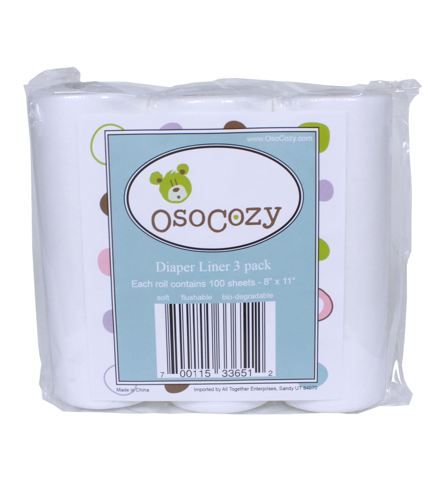 OsoCozy Flushable Diaper Liners 3 Pack - Convenient & Gentle Cloth Diaper Liners - Buy Online on GoSupps.com