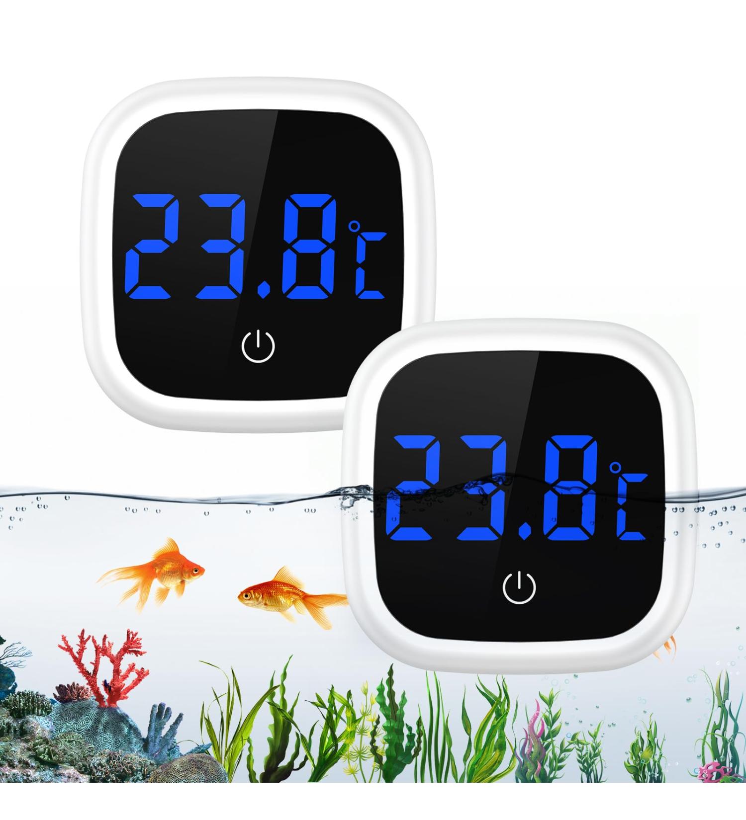 Brifit Mini Digital Aquarium Thermometer 2 Pieces - Precision LED Touch Screen for Freshwater & Marine Aquariums - Buy Online on GoSupps.com
