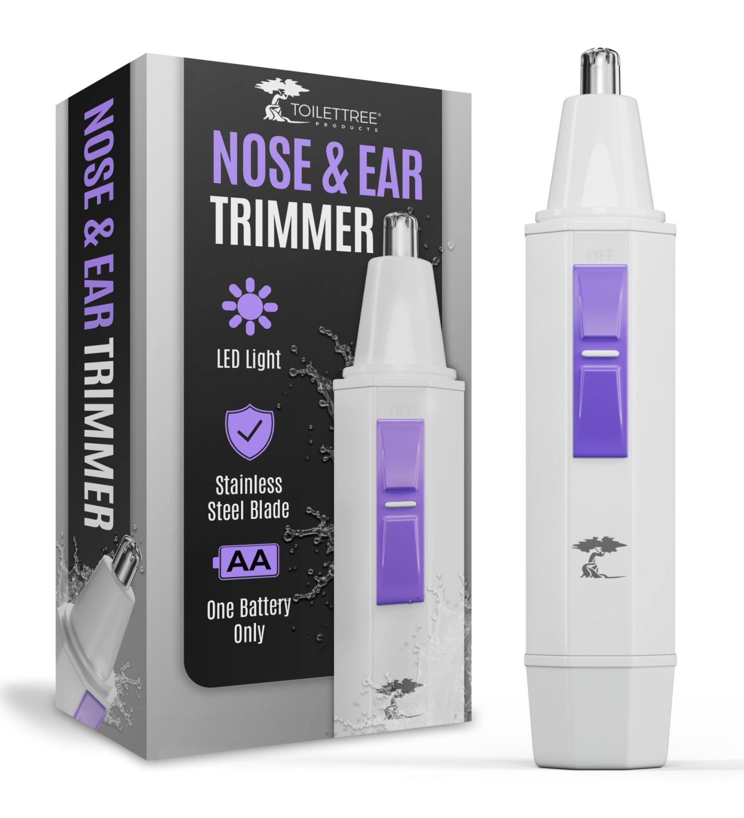 ToiletTree Women's Nose Hair Trimmer with LED Light - Stainless Steel Blades & Water Resistant Ear/Nasal Hair Cutter - Pack of 1 - Buy Online on GoSupps.com