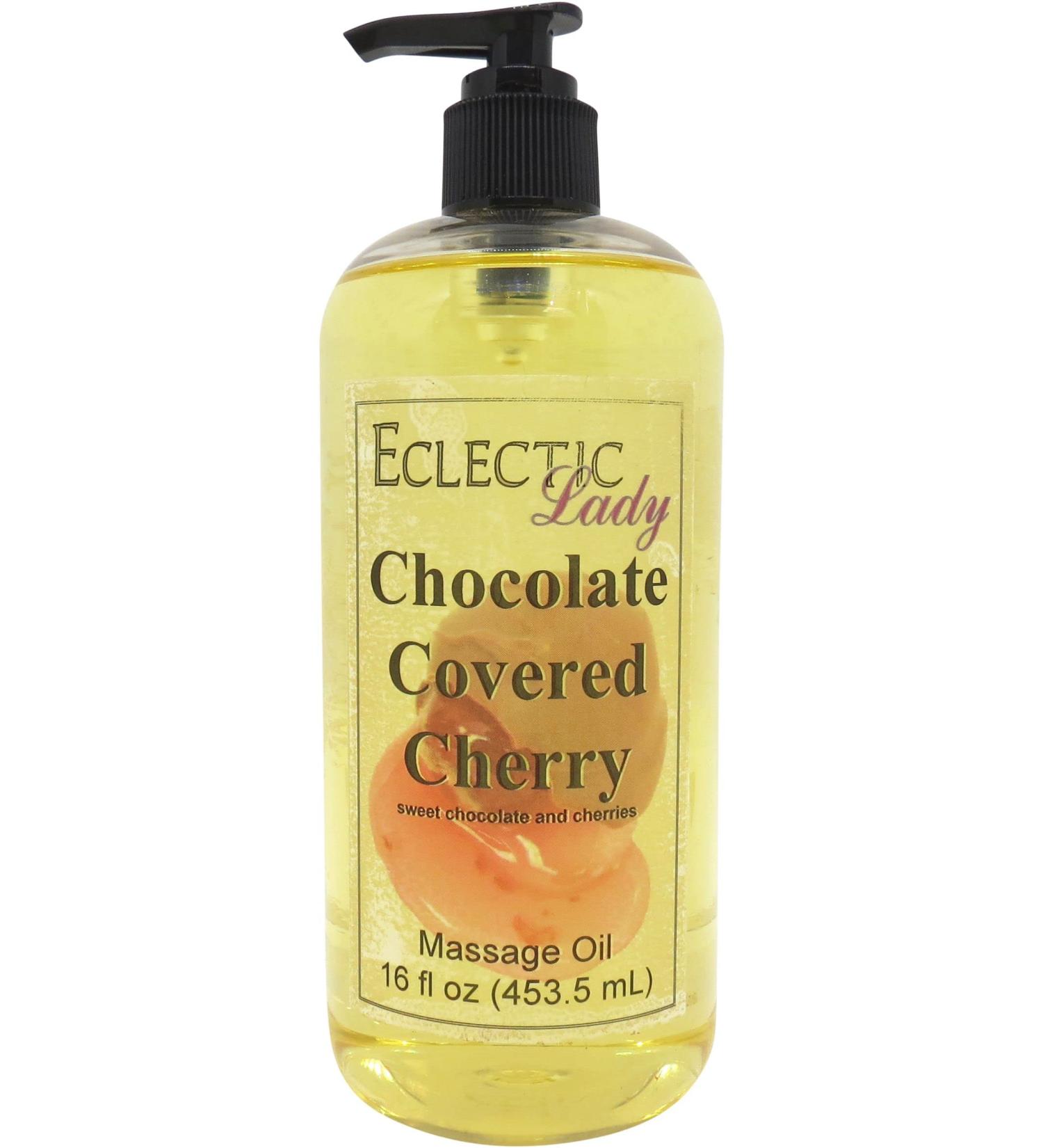 Chocolate Covered Cherry Massage Oil - 16 oz | Sweet Almond & Jojoba Oil | Preservative Free for Aromatherapy & Relaxation - Buy Online on GoSupps.com