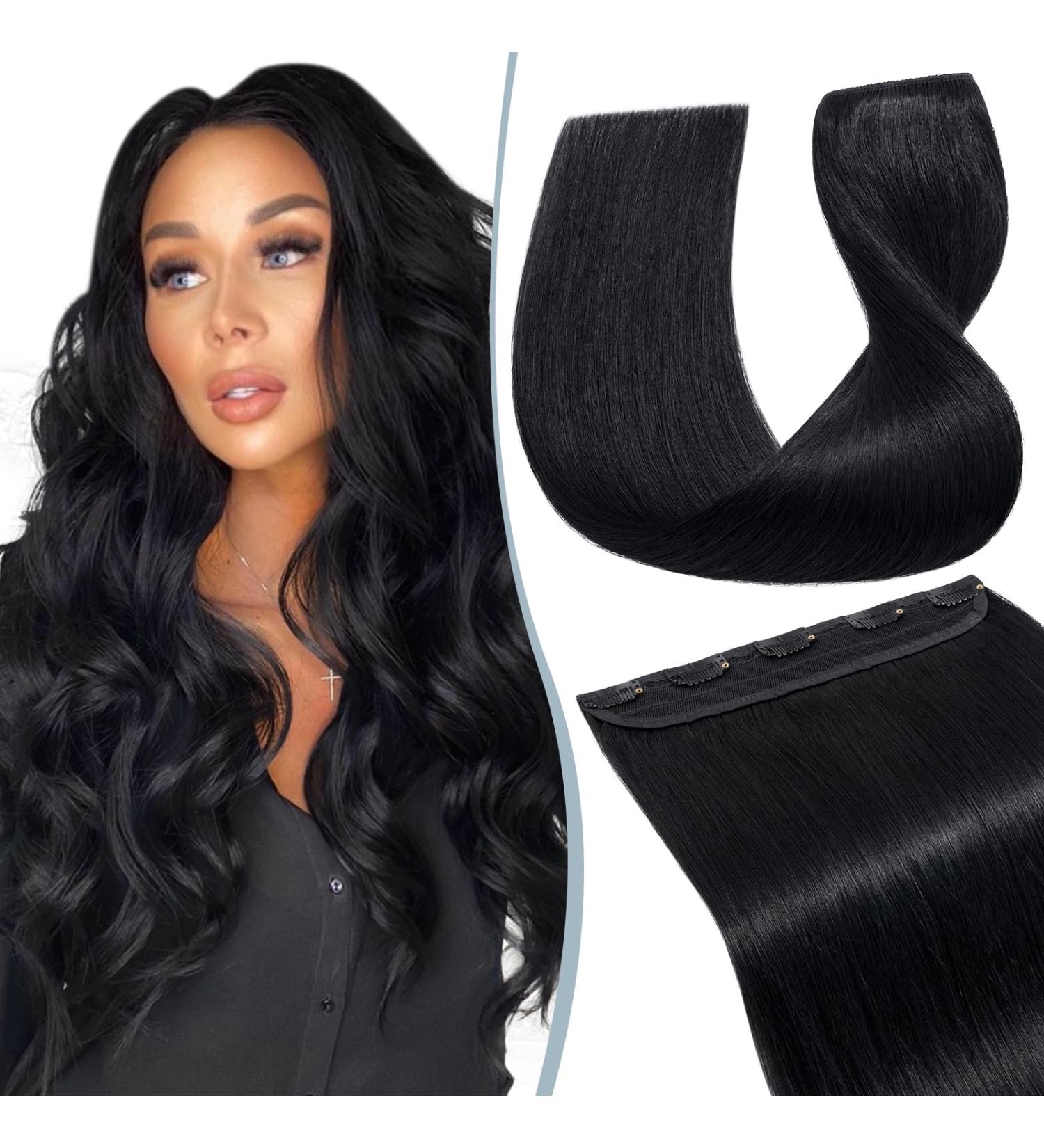 Clip-In Real Hair Extensions | Affordable #1 Black Remy Human Hair | 40cm - 45g | 5 Clips - Buy Online on GoSupps.com
