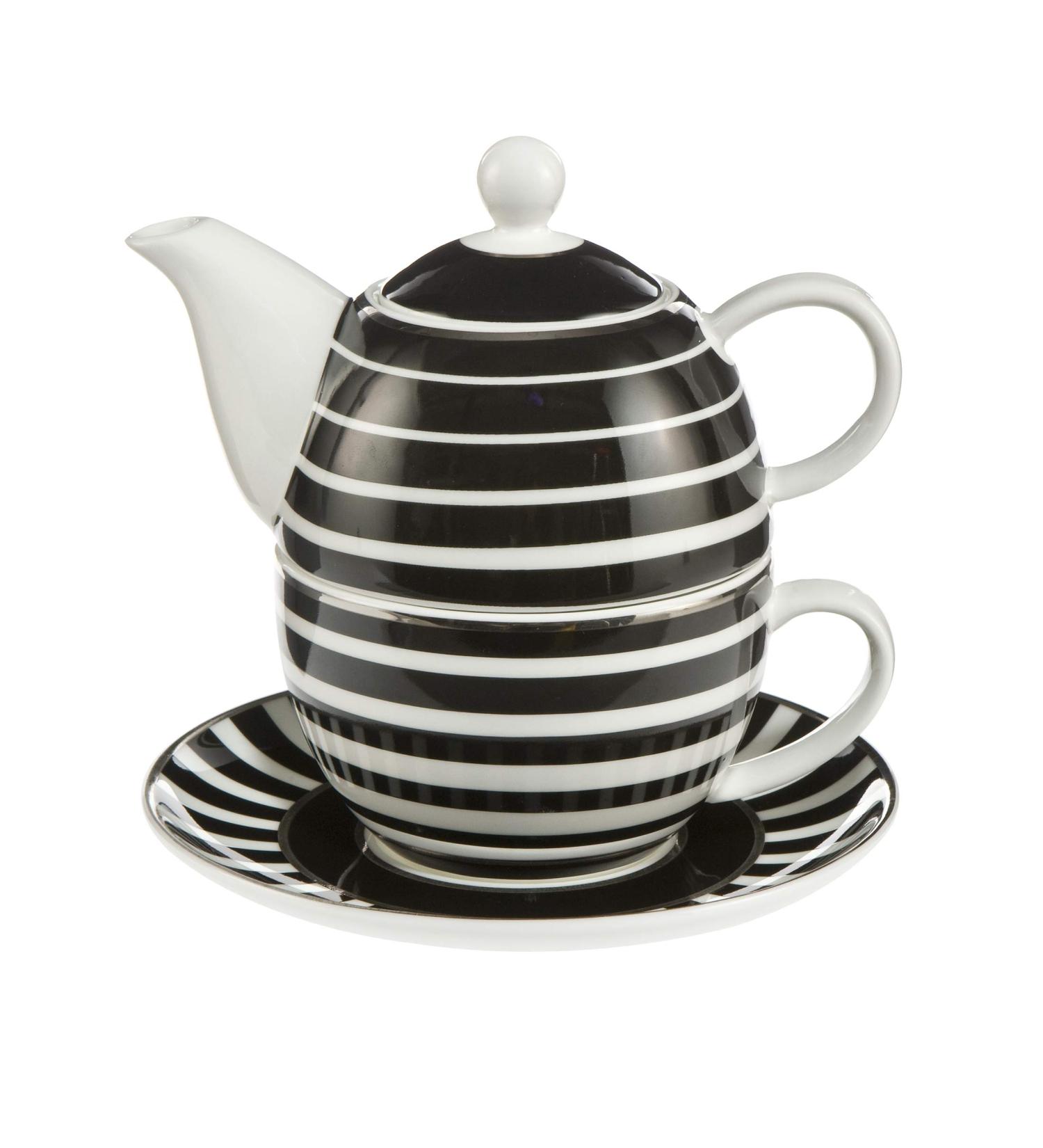 Goebel Goebel Stripes - Tea for One Chateau Black and White Schwarz-weiß New Bone China 27050651