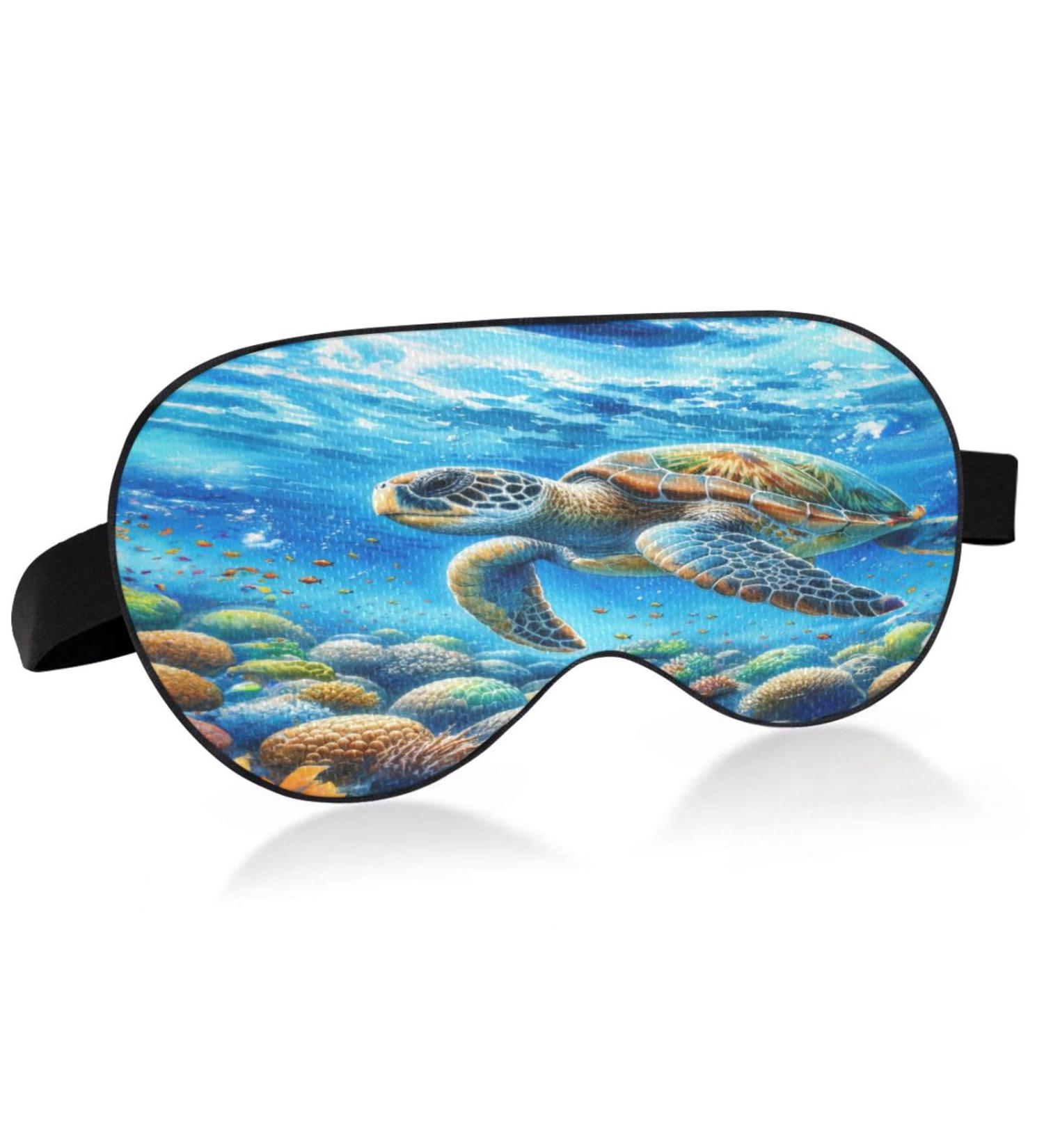 Sea Turtle Sleep Mask | Light Blocking Eye Mask for Travel & Naps | Adjustable Soft Eye Cover for Men & Women - Buy Online on GoSupps.com